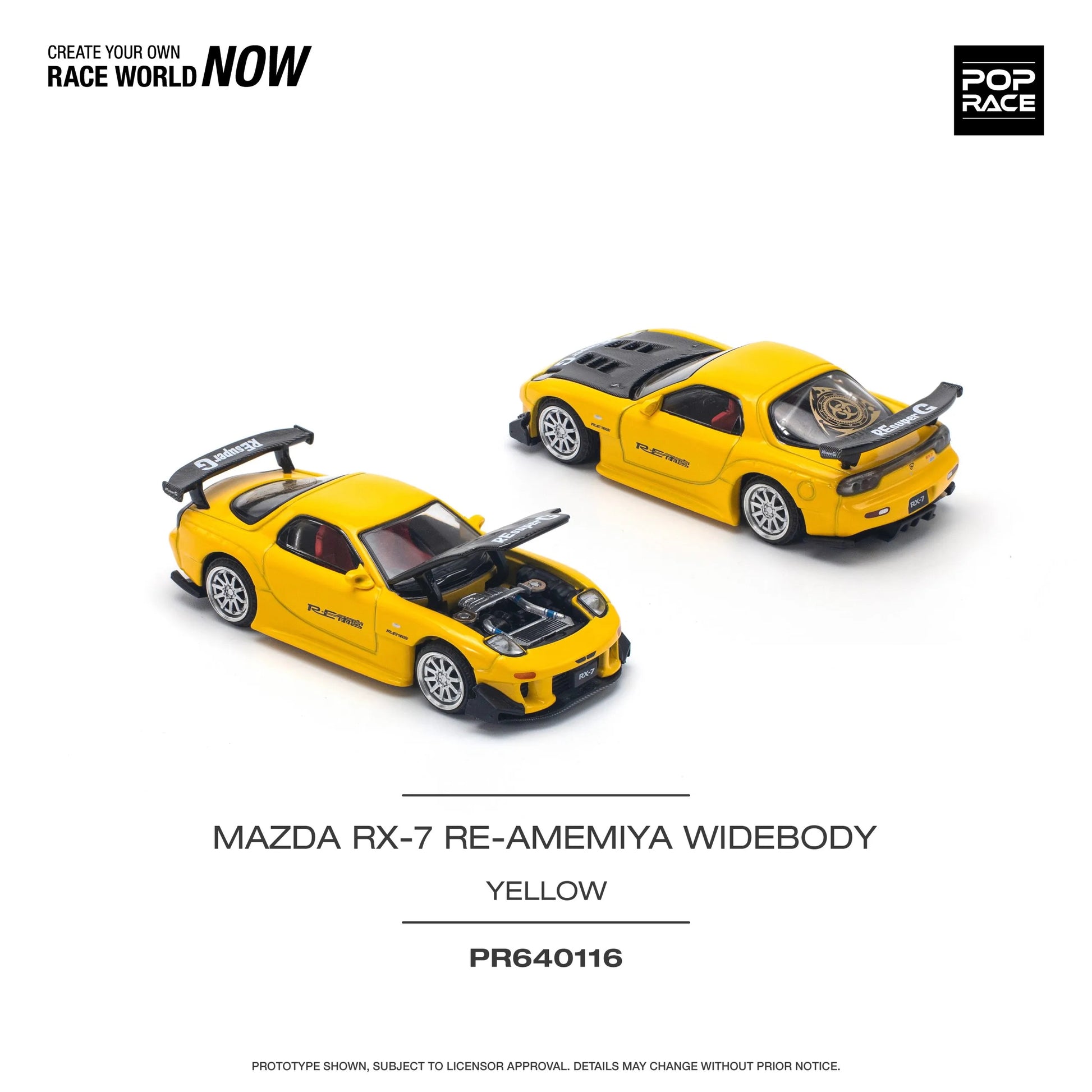 Mazda RX-7 FD RE-Amemiya Yellow diecast cars by Pop Race
