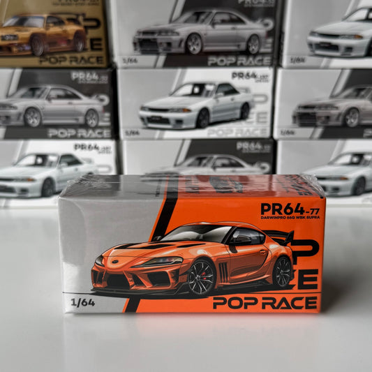 Pop Race Toyota Supra A90 Darwin Pro 66G Widebody in orange box front view
