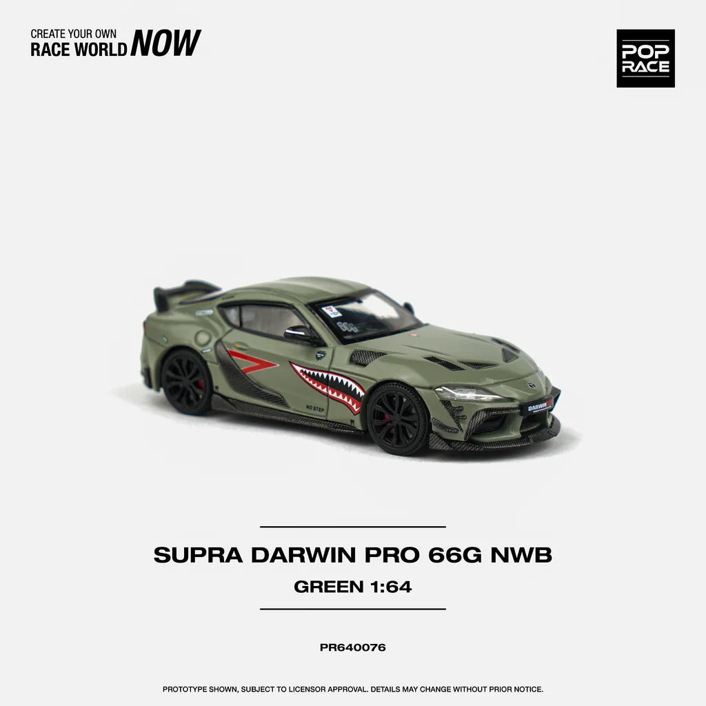 Toyota Supra Darwin Pro 66G NWB Green front three-quarter view