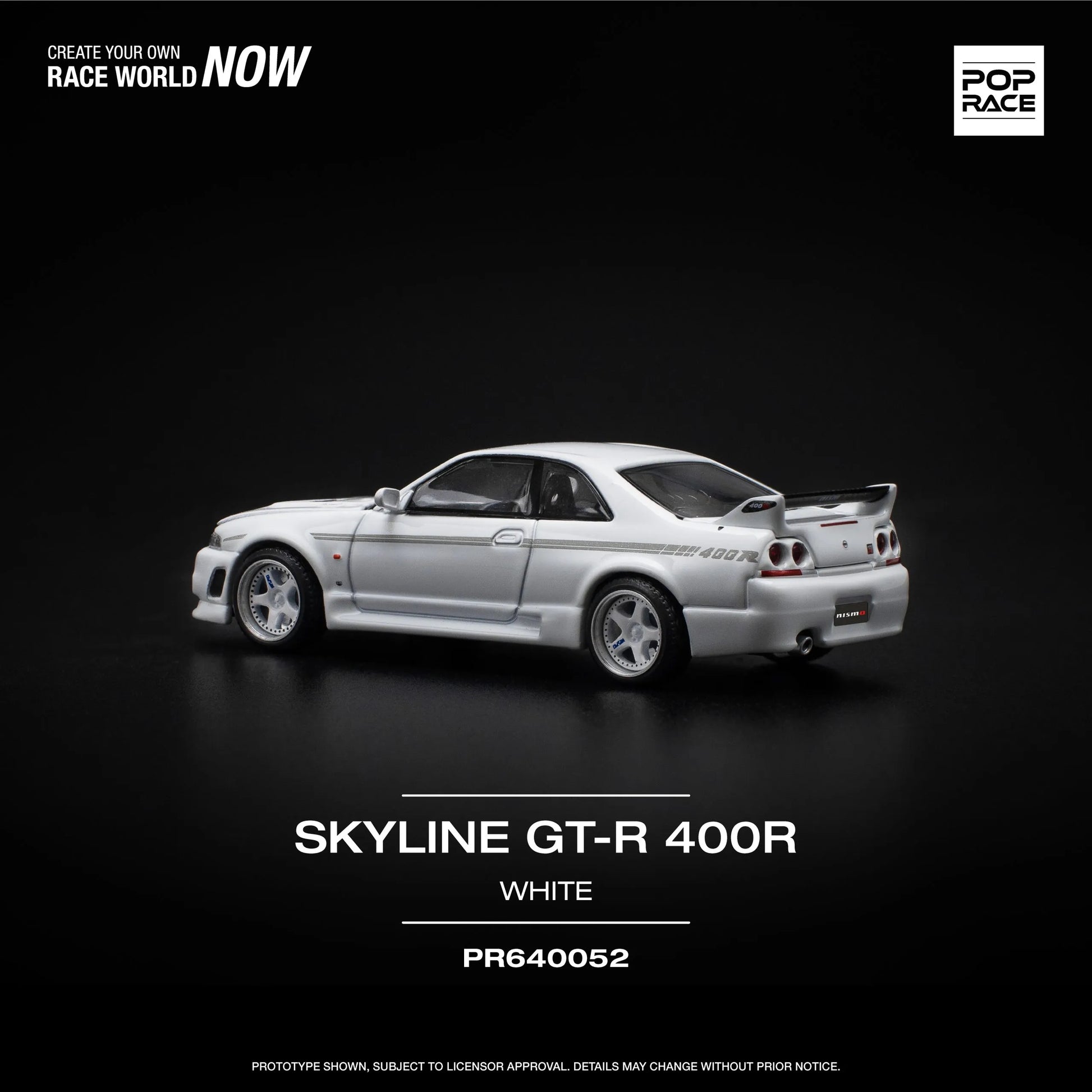 Rear view of boxed Nissan GT-R R33 Nismo 400R diecast model