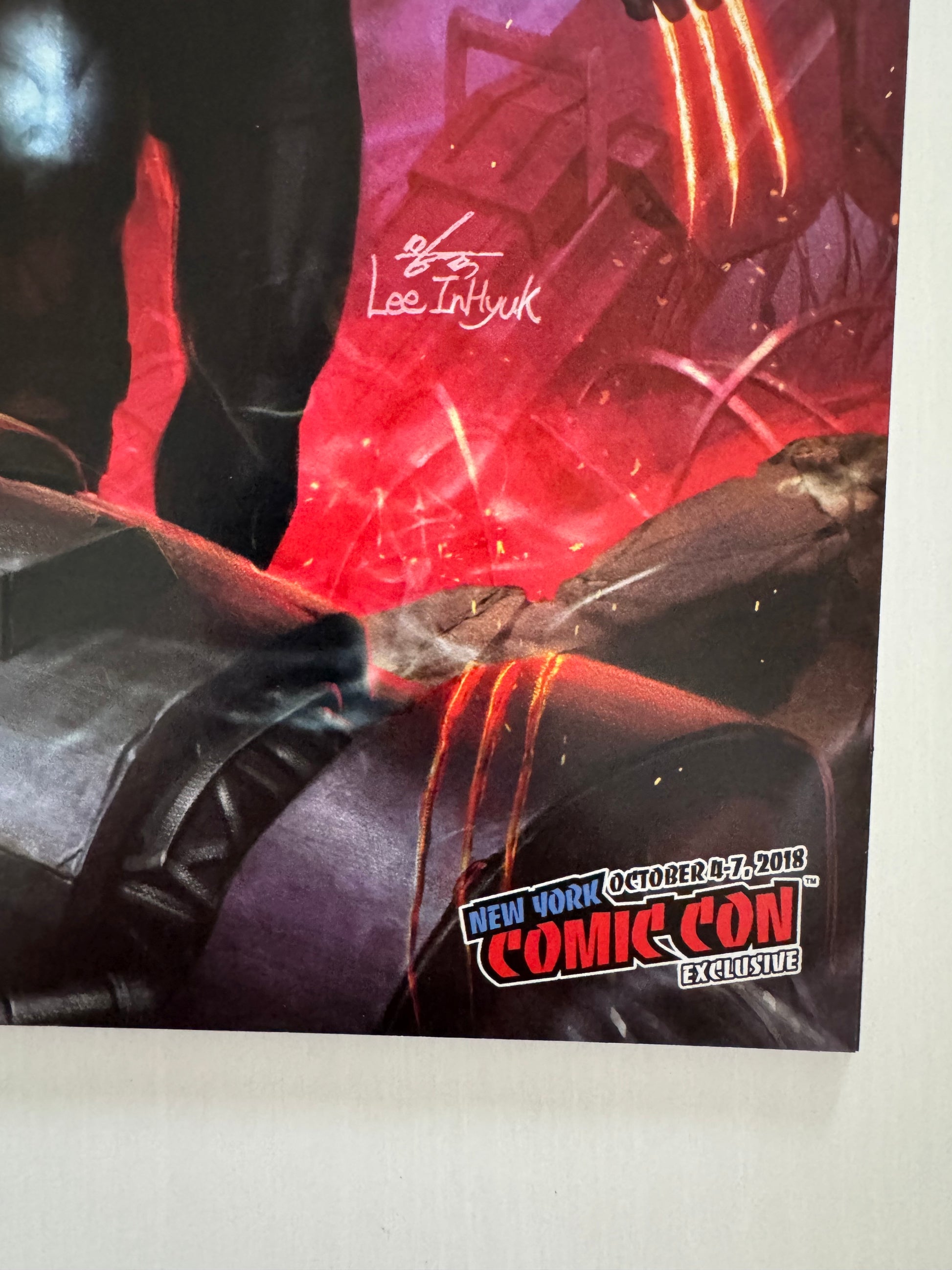 Close-up of the bottom right corner of Return of Wolverine #1 NYCC Exclusive Inhyuk Lee variant cover.