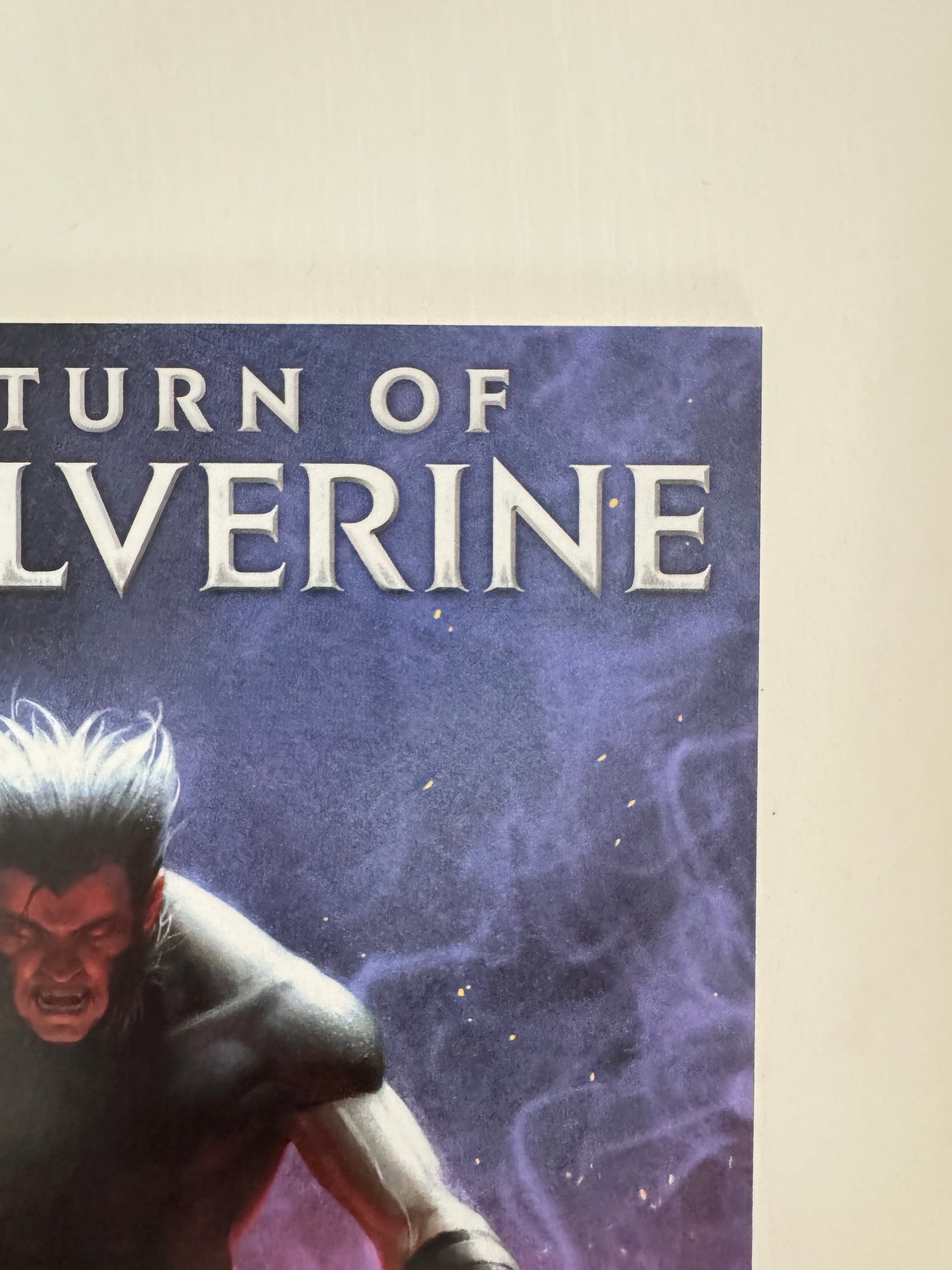 Close-up of the top right corner of Return of Wolverine #1 NYCC Exclusive Inhyuk Lee variant cover.