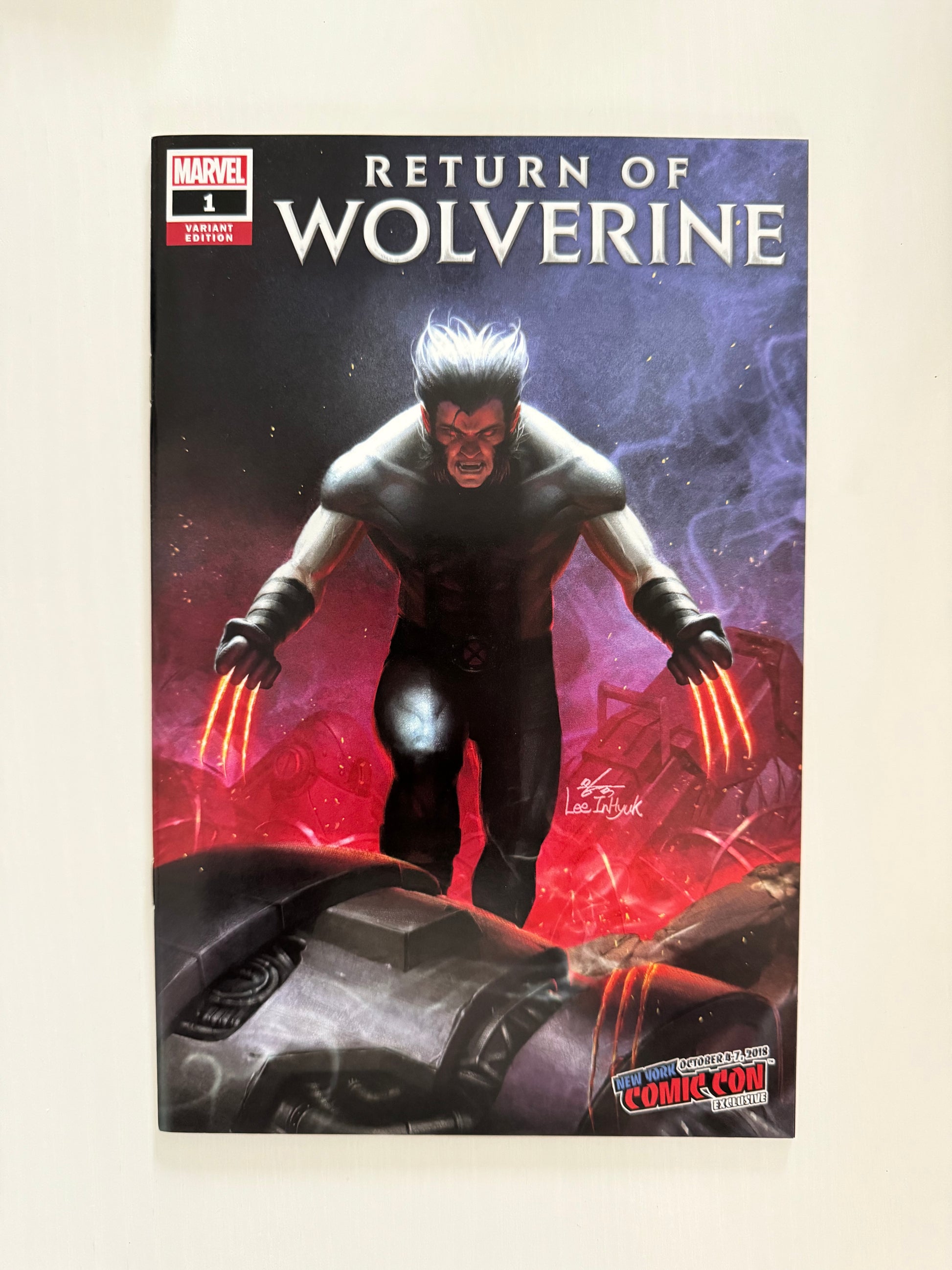 Full front cover of Return of Wolverine #1 NYCC Exclusive variant comic book featuring artwork by Inhyuk Lee.