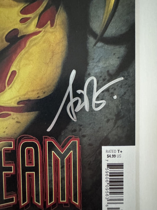 Close-up of Stanley “Artgerm” Lau’s signature on the cover of Scream: Curse of Carnage Comic Book Issue #1 (2020).