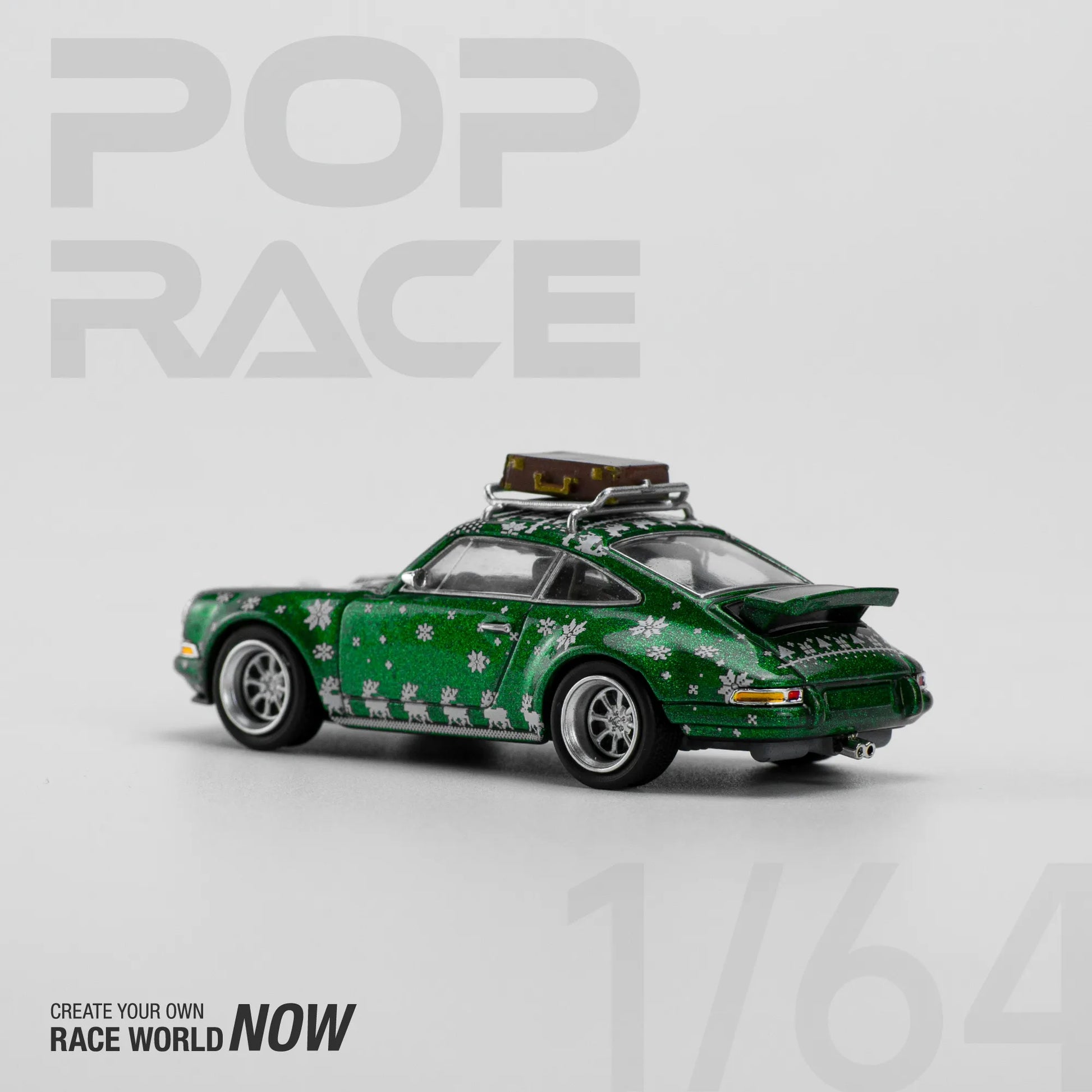 Side profile showing festive design of Pop Race Singer diecast model