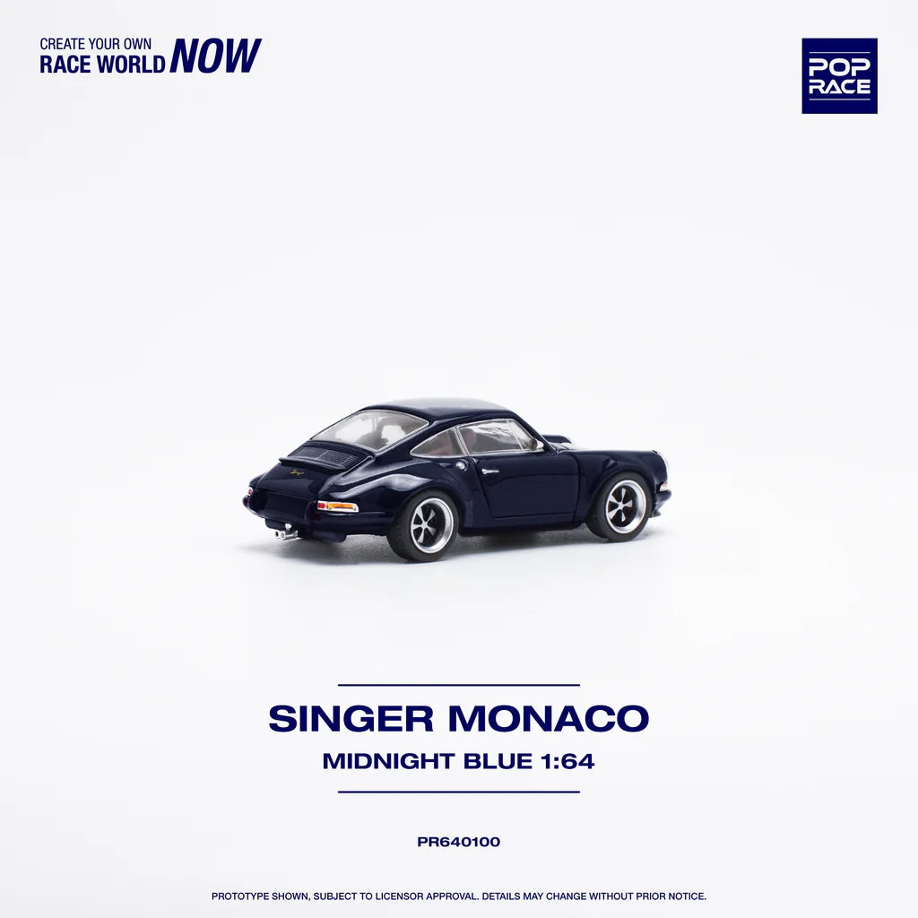 Rear view of Singer Monaco Midnight Blue 1:64 scale diecast model
