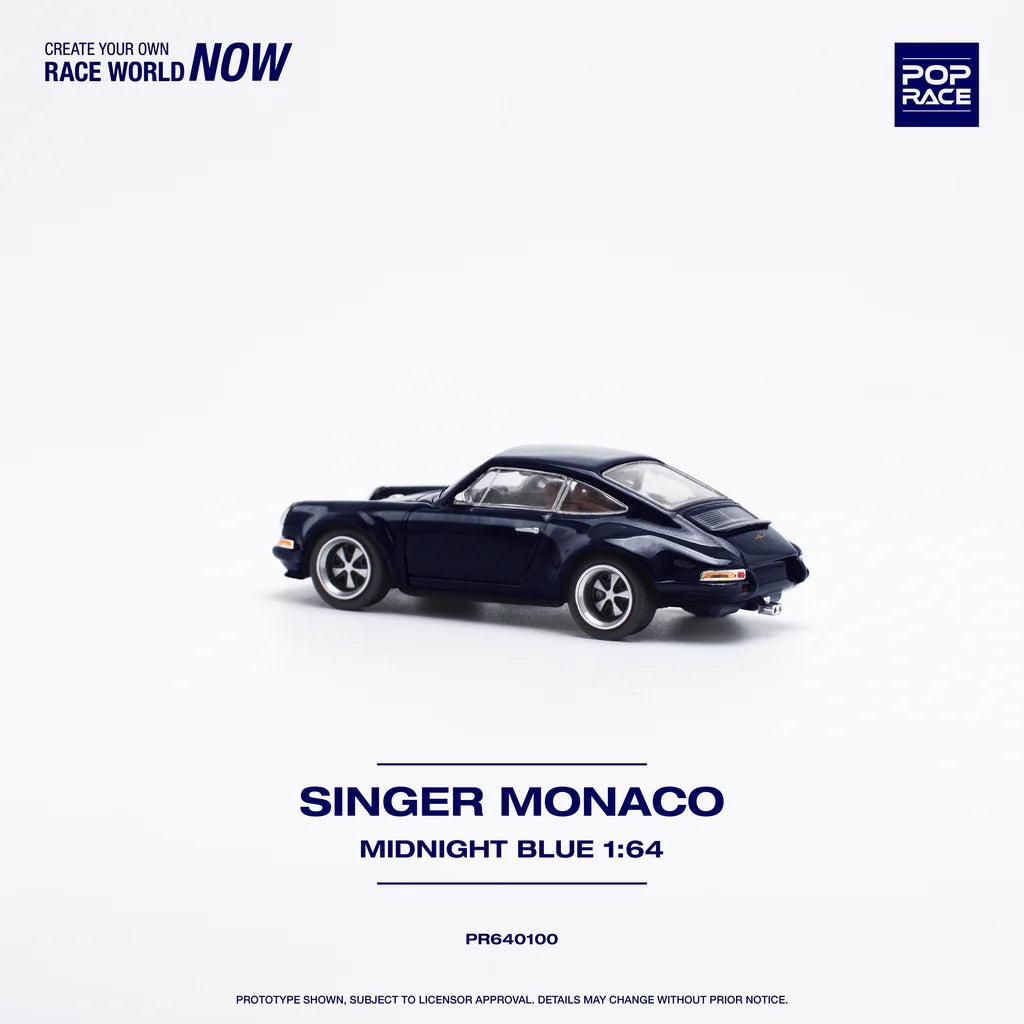 Rear view of Singer Monaco Midnight Blue 1:64 scale diecast model