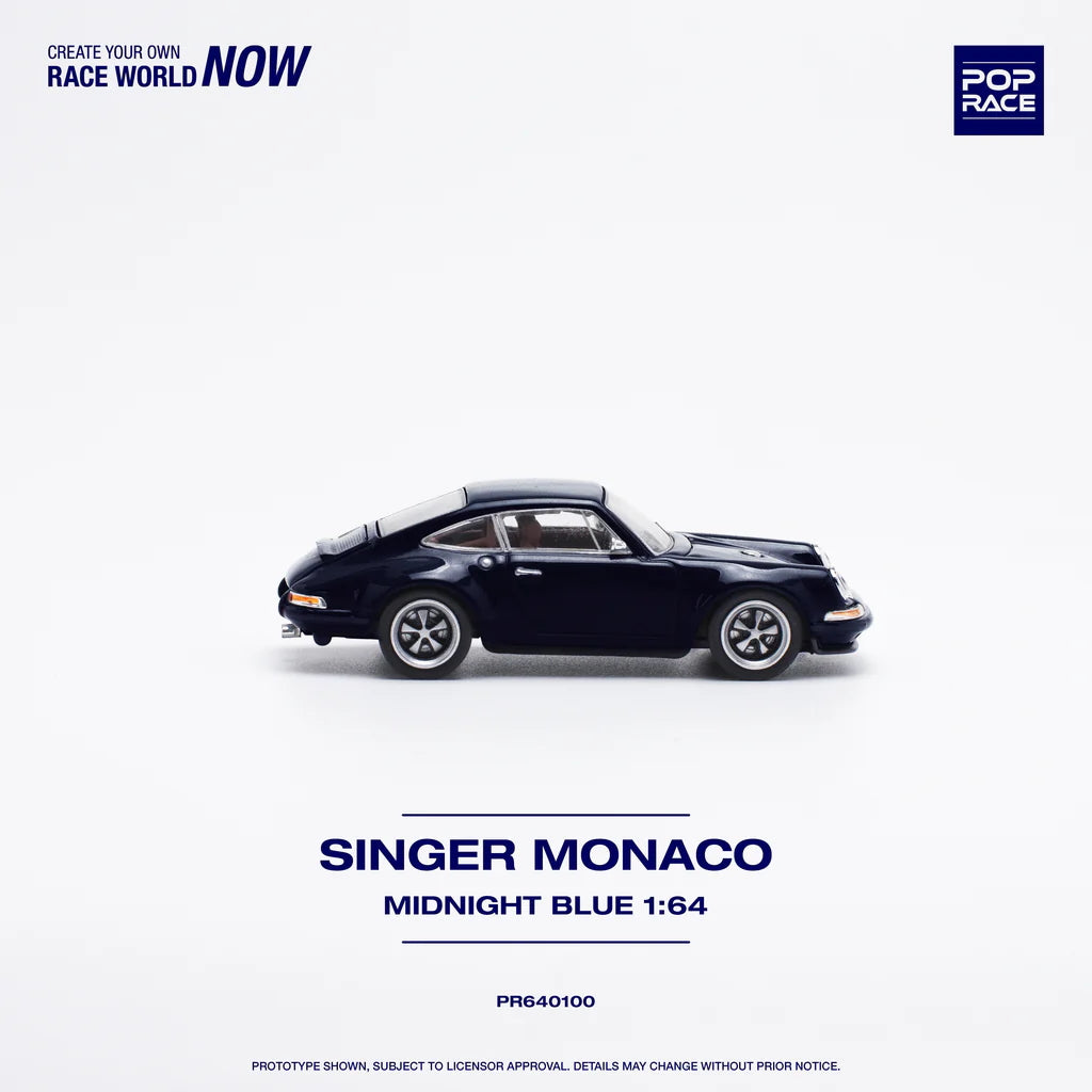 Right side of Singer Monaco Midnight Blue 1:64 diecast model car