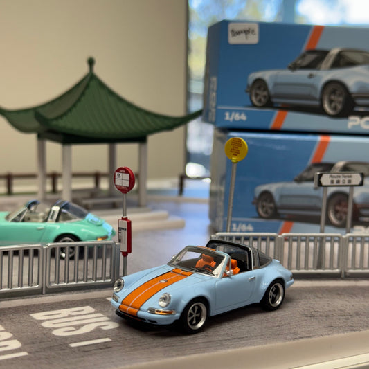 Singer Targa Gulf Pop Race model on display stand