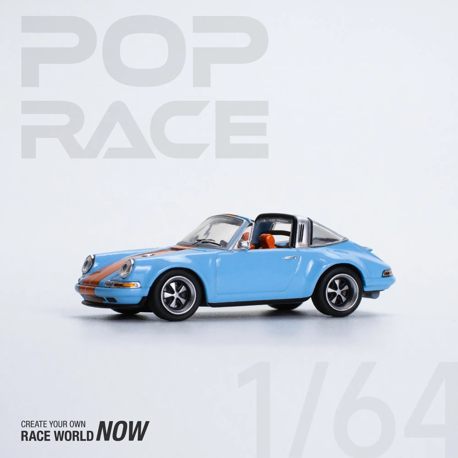 Other side profile of Singer Targa in Gulf livery 1:64 model by Pop Race unboxed