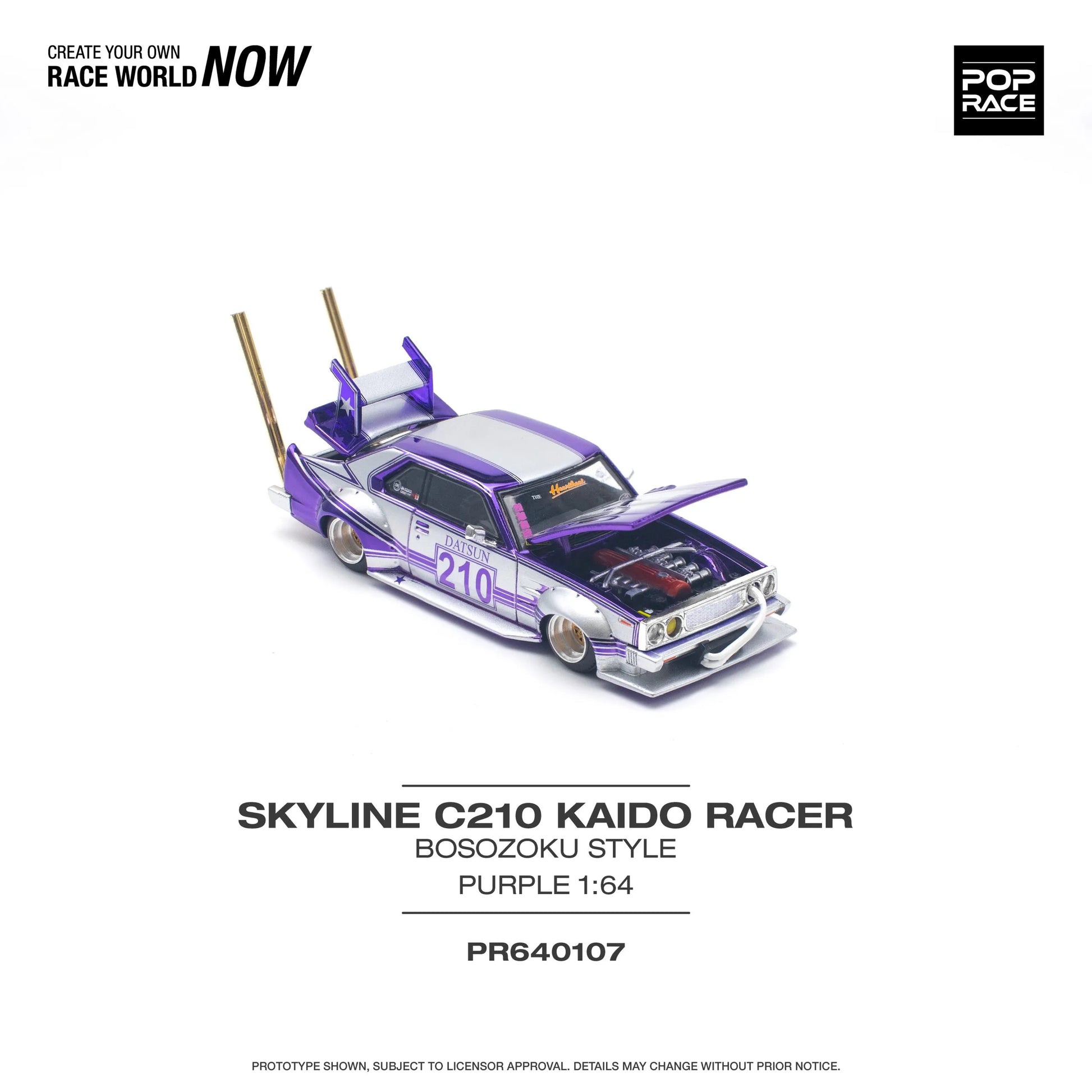 Display setup of Skyline C210 Kaido Racer model car for collectors