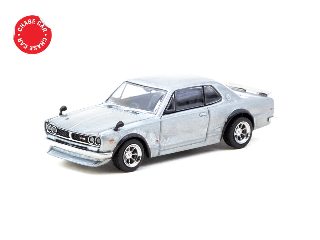 Skyline HT 2000GT-R Silver Chrome diecast chase model displayed