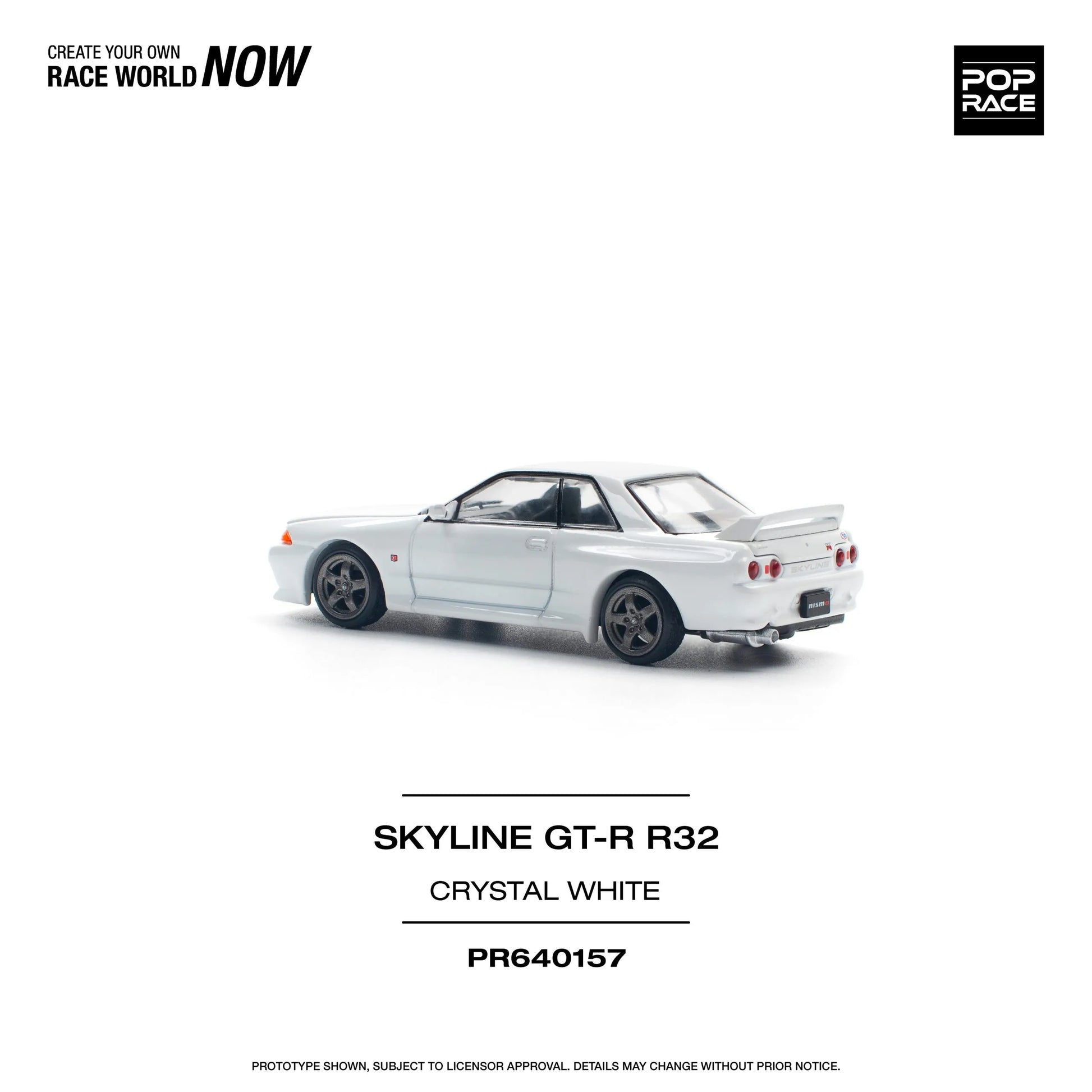 Another side profile of Skyline GT-R R32 Crystal White 1:64 model unboxed