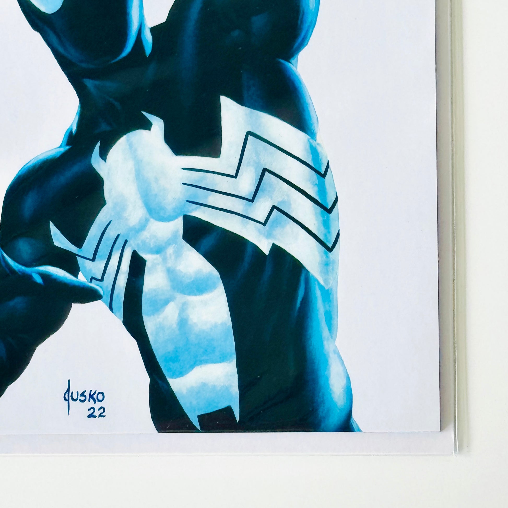 Bottom right corner close-up of Spider-Man #1 NYCC 2022 Exclusive Virgin Variant