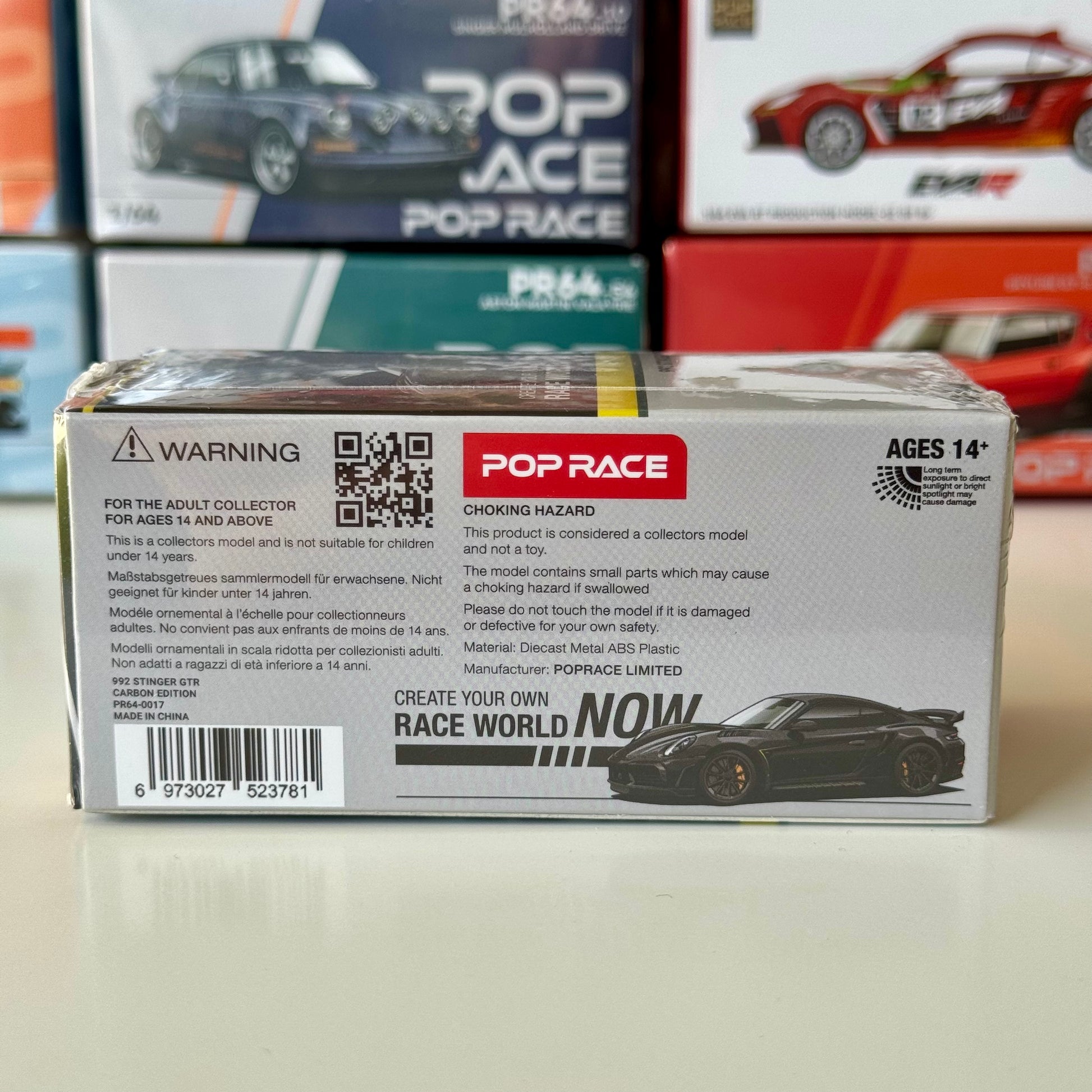 Rear view of 1:64 Stinger GTR Carbon Edition by Pop Race