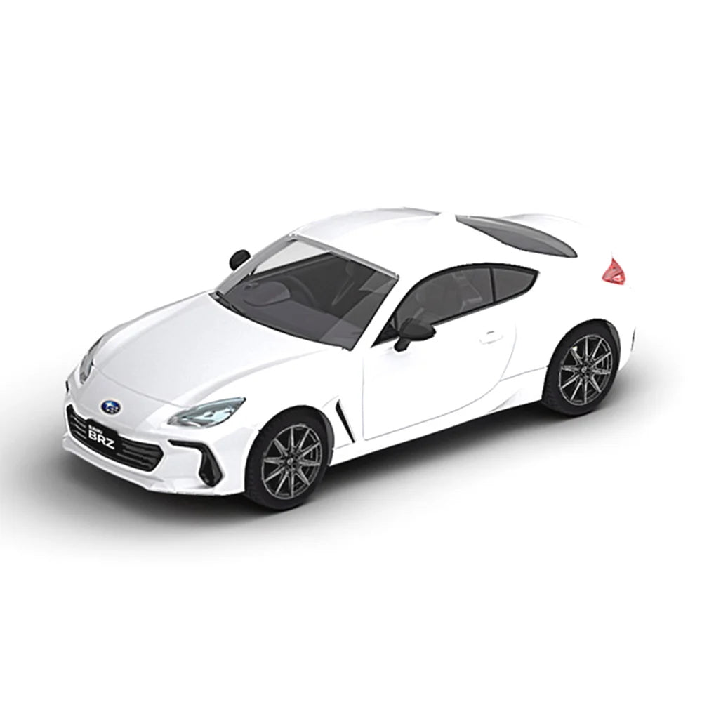 Front view of Subaru BRZ 2022 White Pearl 1:64 diecast model out of box