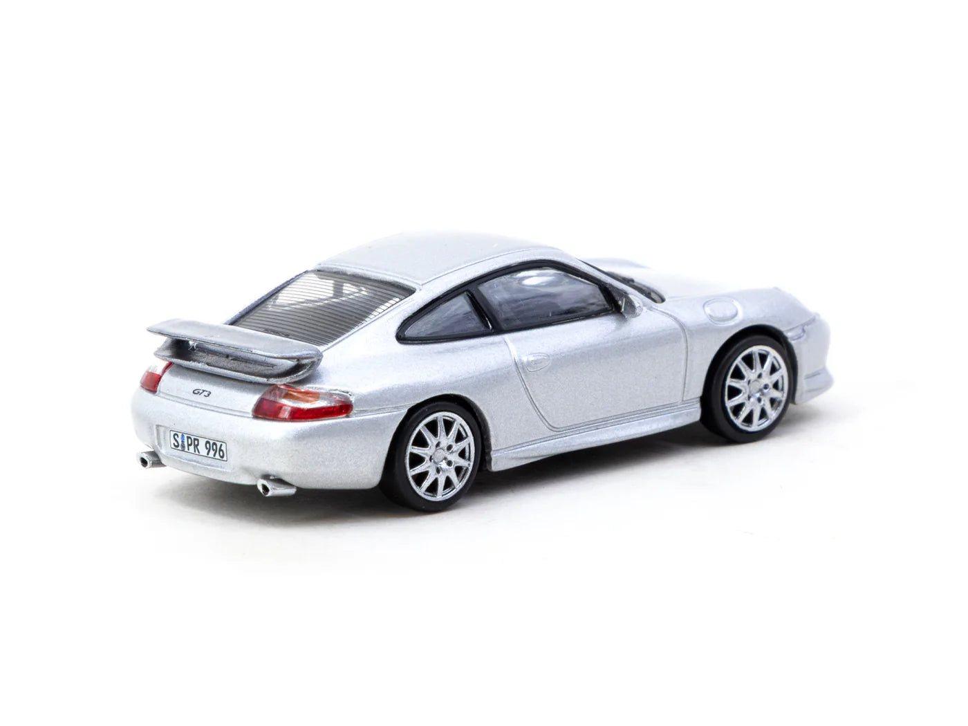 Porsche 911 GT3 996 Silver diecast rear angle detail