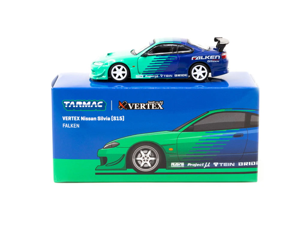 Packaging of Tarmac Works Global64 Silvia S15 Vertex Falken 1:64 diecast