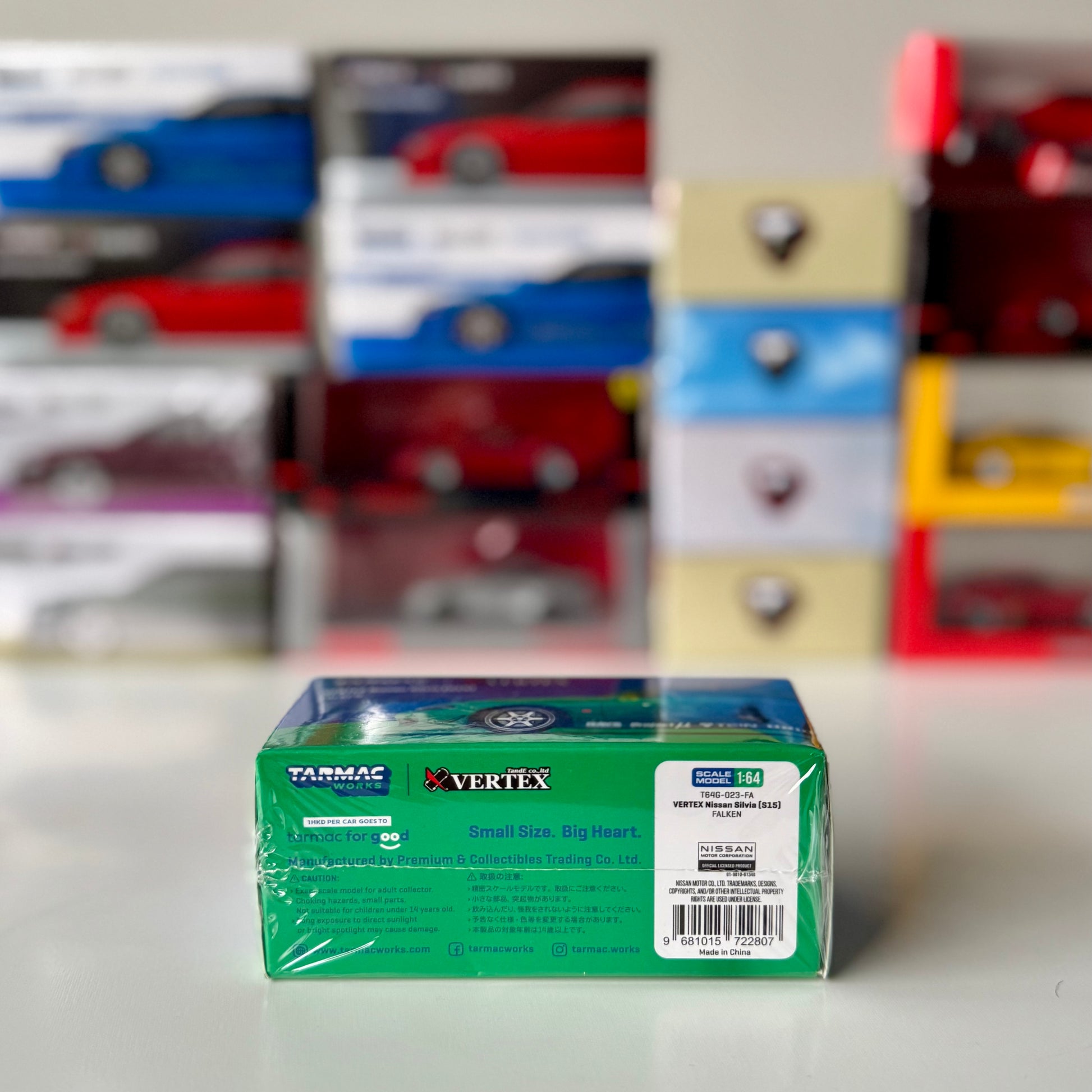 Packaging of Tarmac Works Global64 Silvia S15 Vertex Falken 1:64 diecast