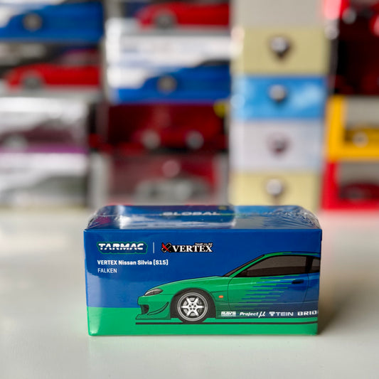 Packaging of Tarmac Works Global64 Silvia S15 Vertex Falken 1:64 diecast