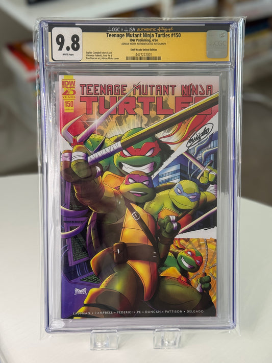 Teenage Mutant Ninja Turtles #150 CGC 9.8 with white pages, signed by Adrian Nicita and authenticated by CGC