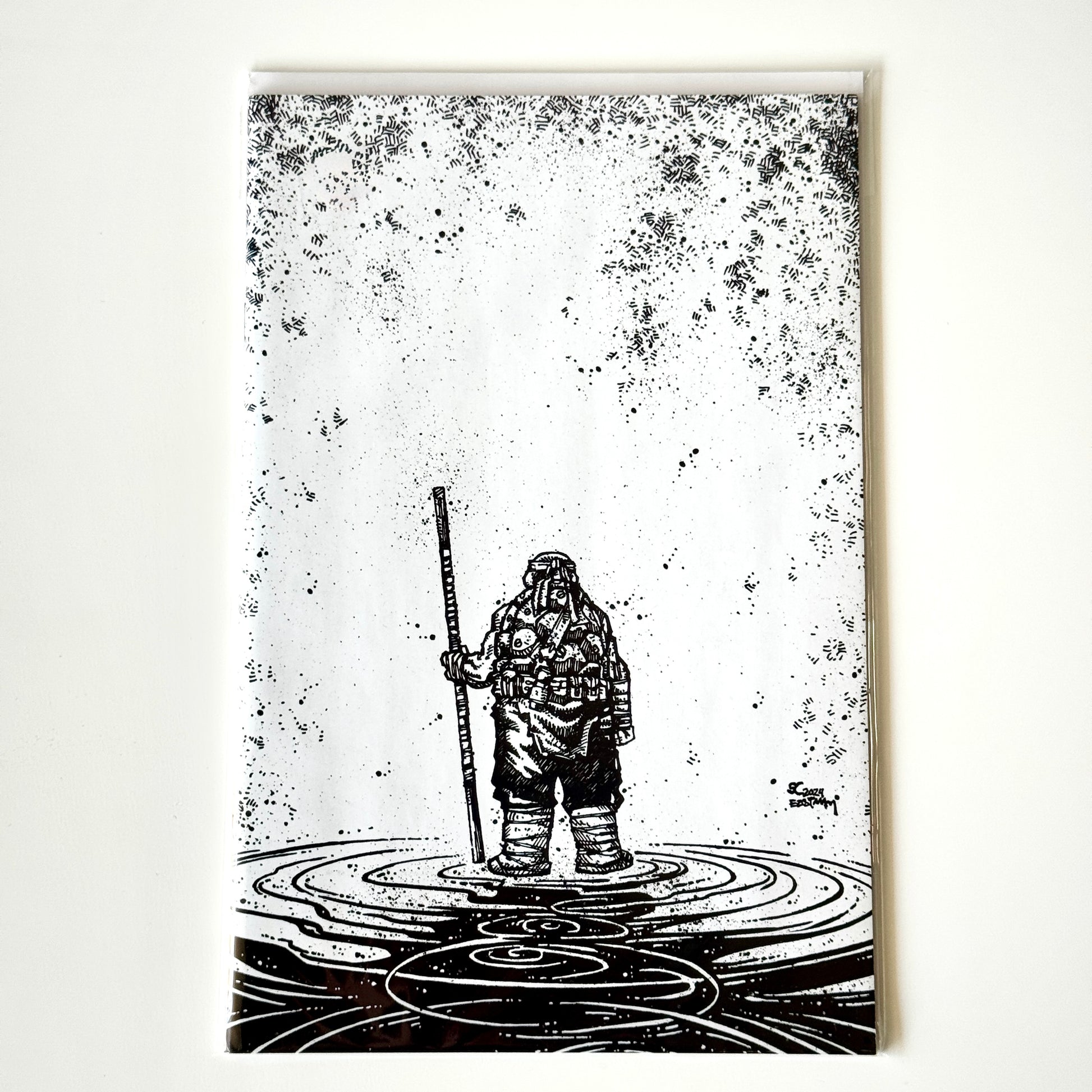 Teenage Mutant Ninja Turtles #150 (2024) 1:50 Kevin Eastman B&W Variant Cover – IDW Publishing