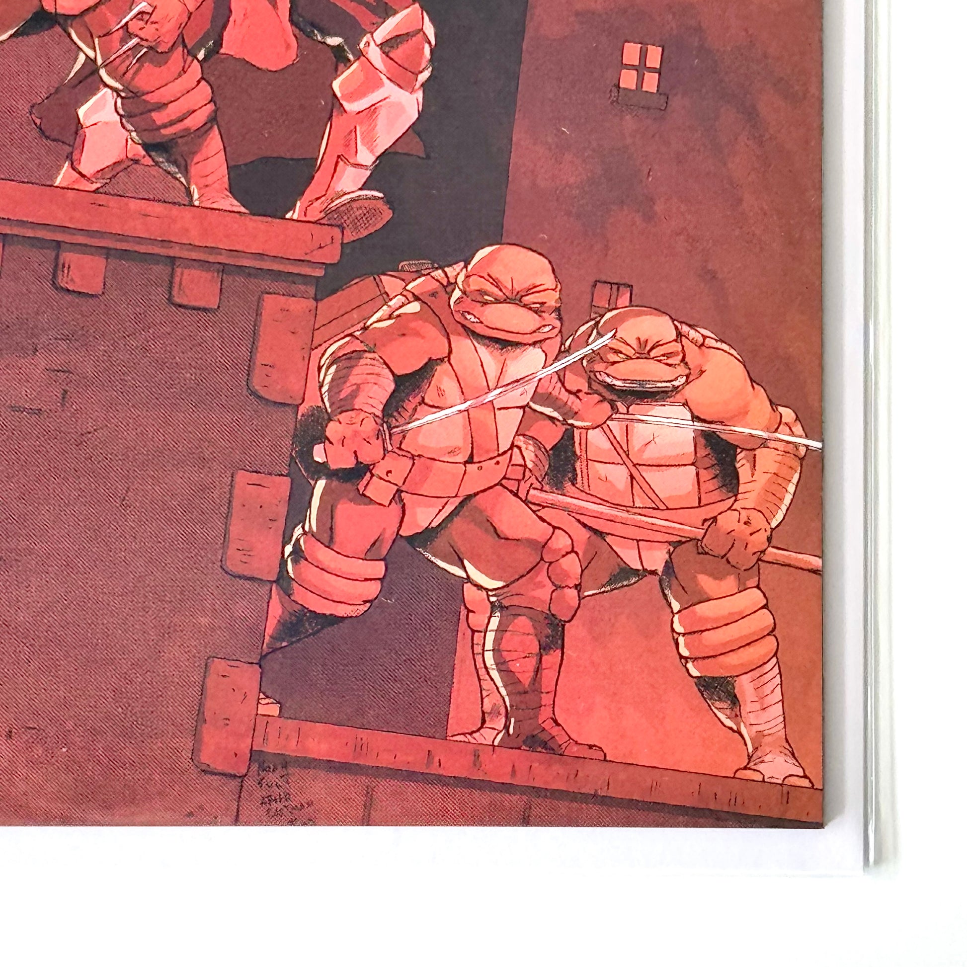 Close-up of bottom right corner showing condition of TMNT #1 Noah Sult Homage Variant