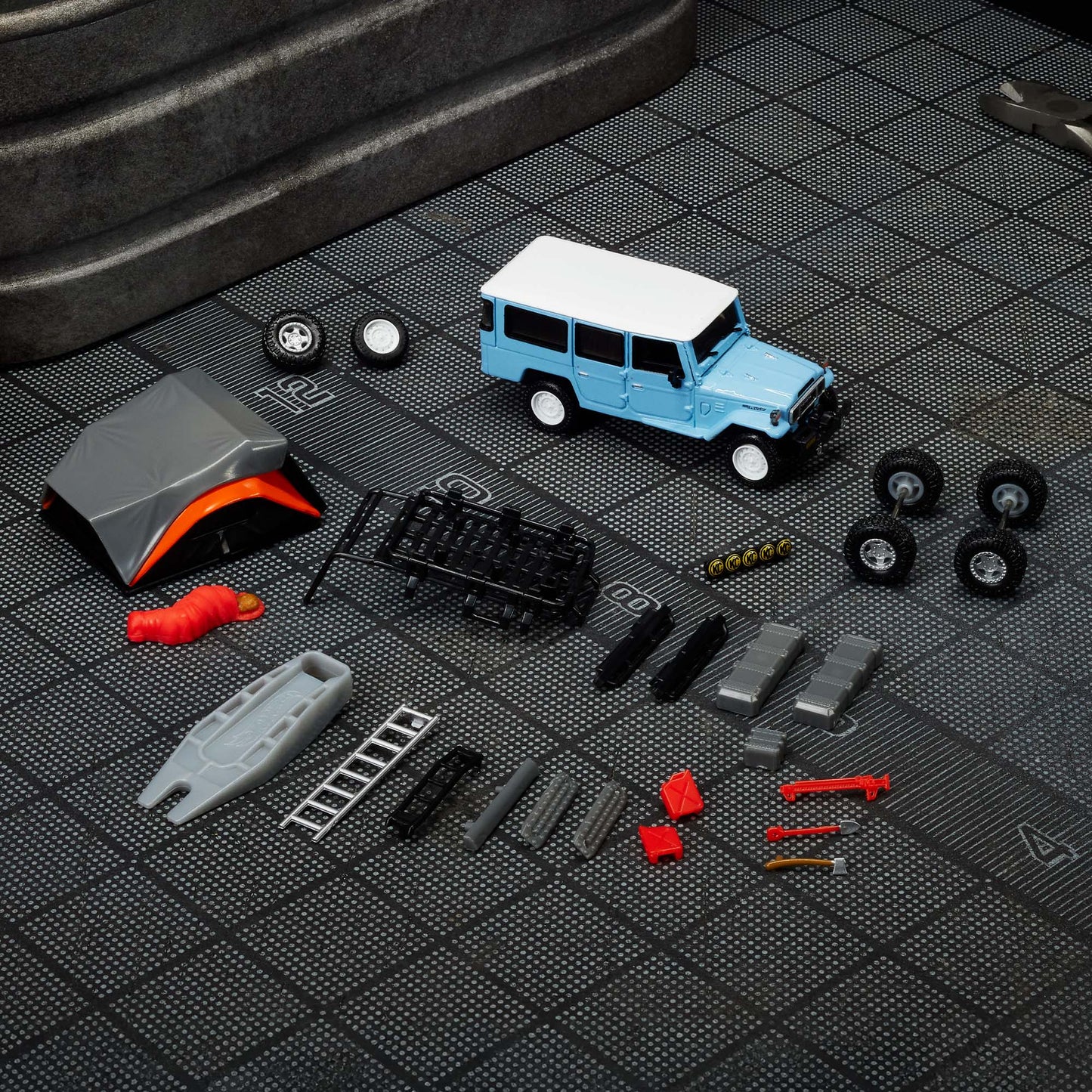 Full set of accessories for Toyota FJ45 Troopy diecast model