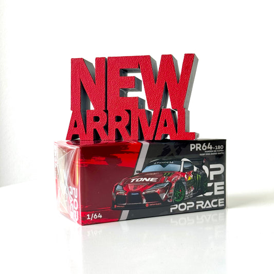 Front view of boxed Toyota GR Supra D1GP 2024 1:64 model by Pop Race