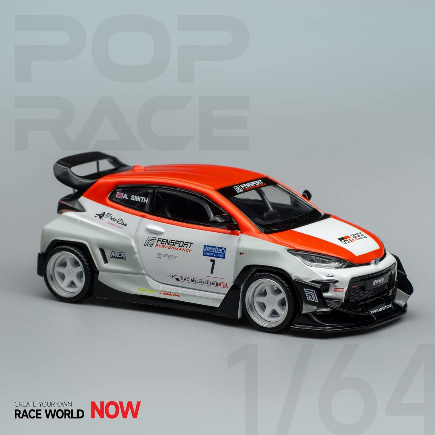 Right side of Toyota GR Yaris Pandem Fensport 1:64 model car