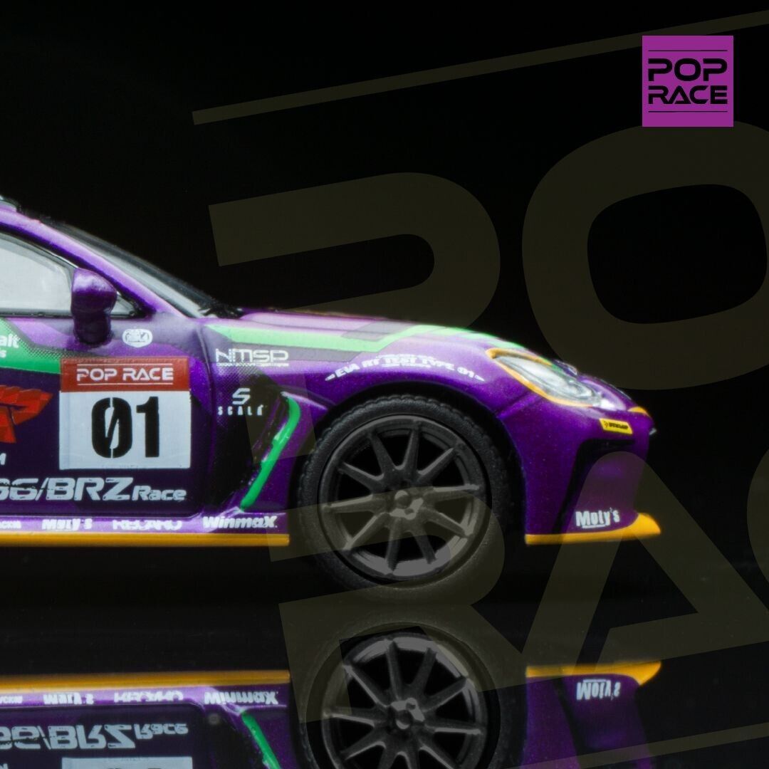 Front view of GR86 Evangelion Unit-01 diecast model by Pop Race