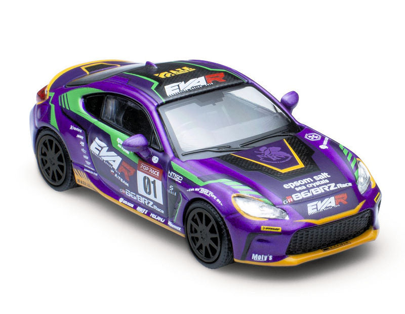 Front view of GR86 Evangelion Unit-01 diecast model by Pop Race