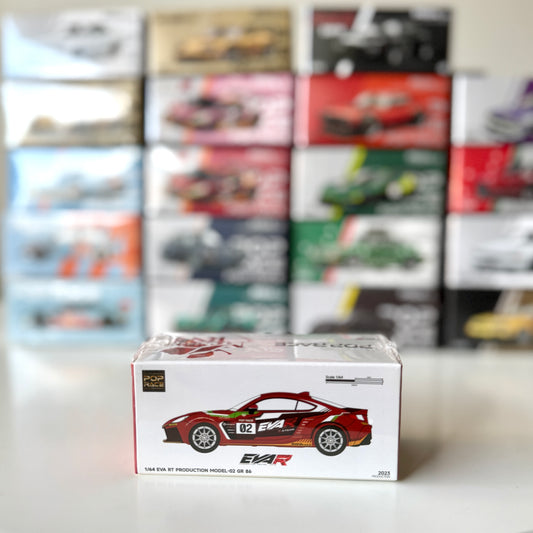 Front view of Toyota GR86 EVA RT Model-02 1:64 diecast car by Pop Race