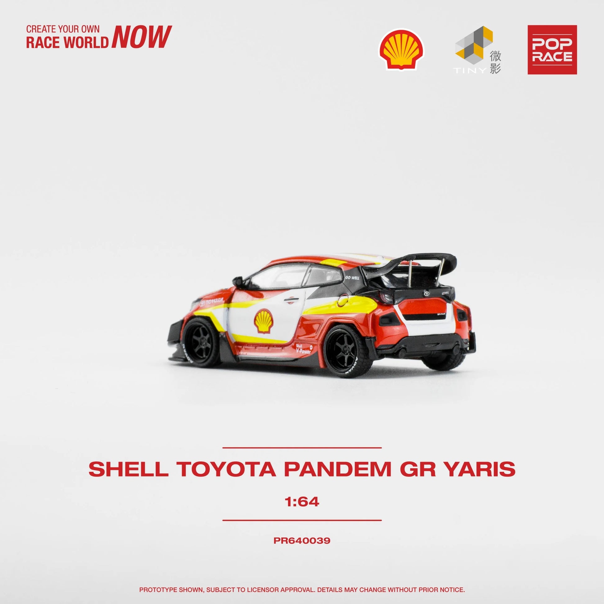 Toyota Pandem GR Yaris diecast model unboxed rear view in 1:64 scale