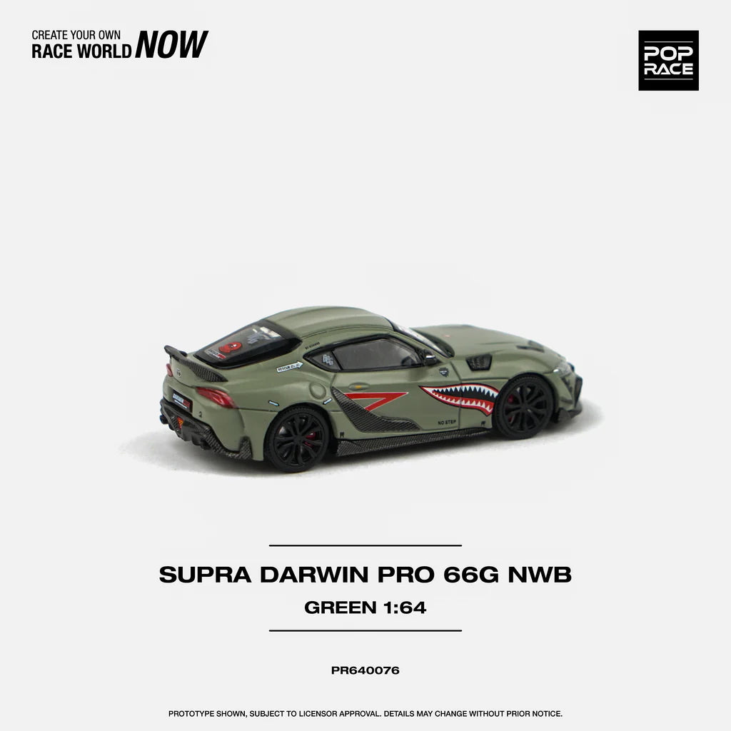 Rear view of unboxed Supra Darwin Pro widebody diecast with no wing
