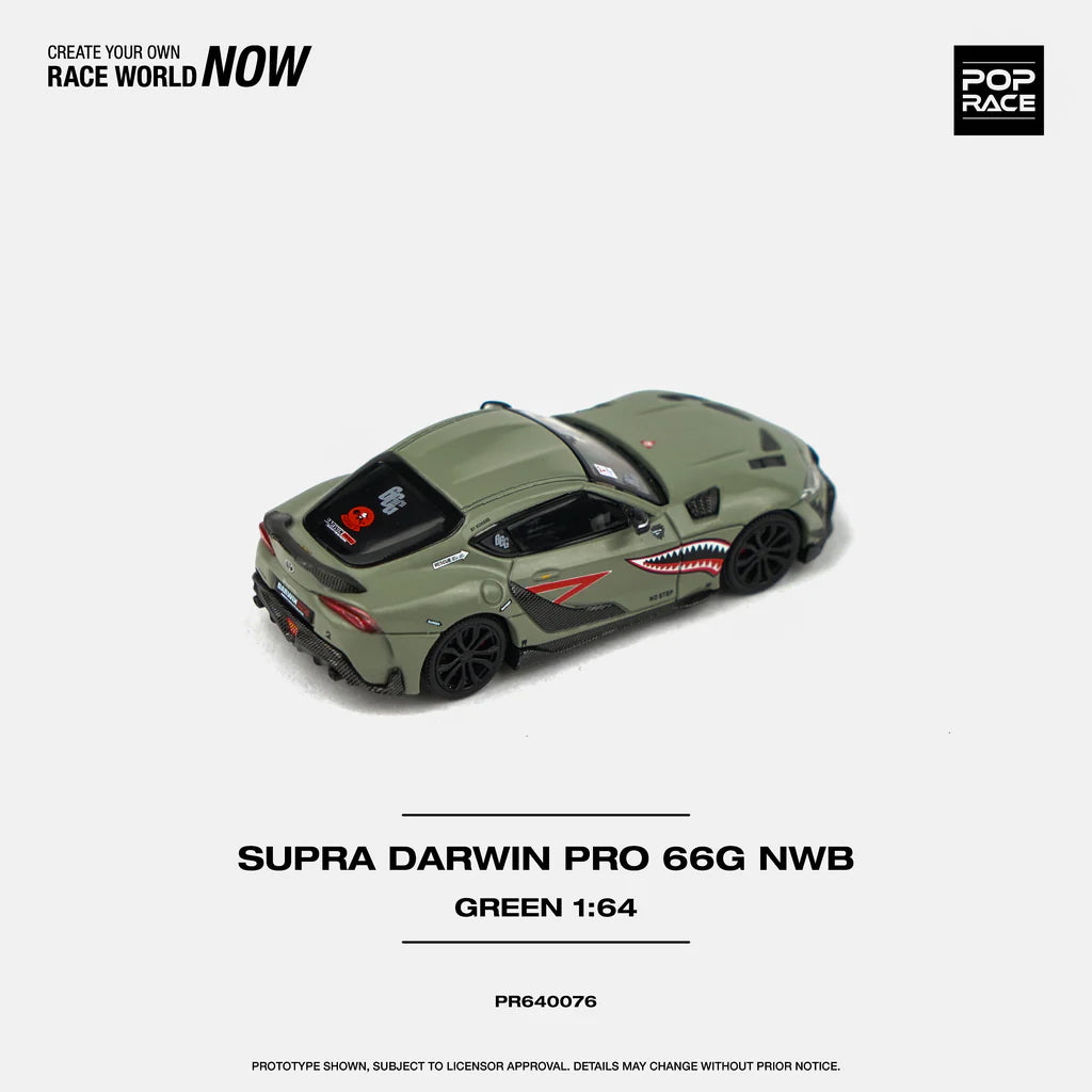 Top-down view of green Darwin Pro 66G NWB Supra 1:64 diecast model
