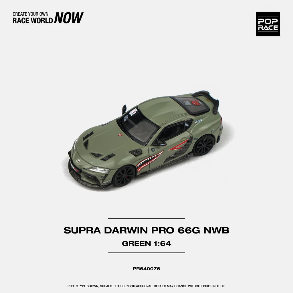 Top-down view of green Darwin Pro 66G NWB Supra 1:64 diecast model