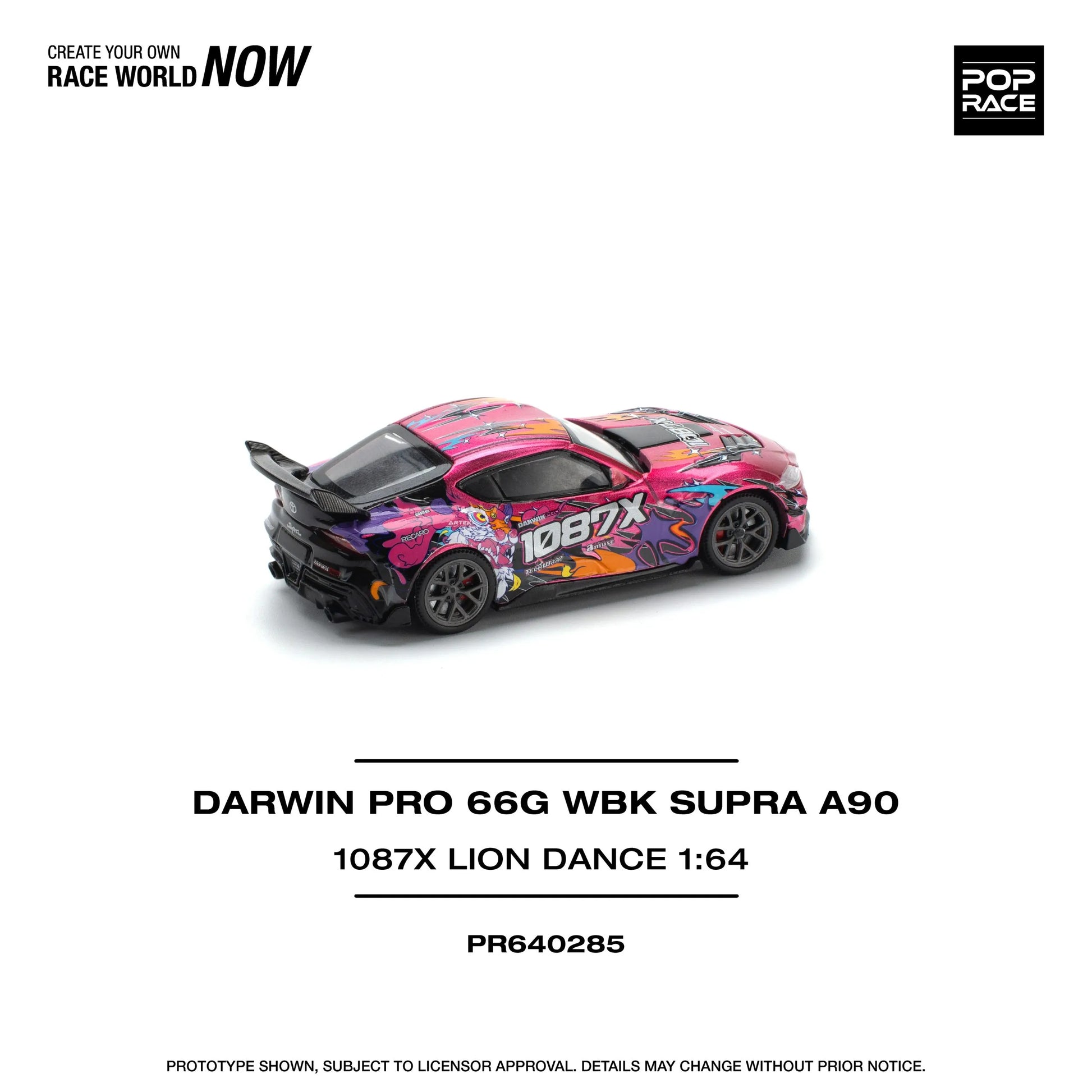 Right side profile of Darwin Pro Toyota Supra Lion Dance 1:64 diecast