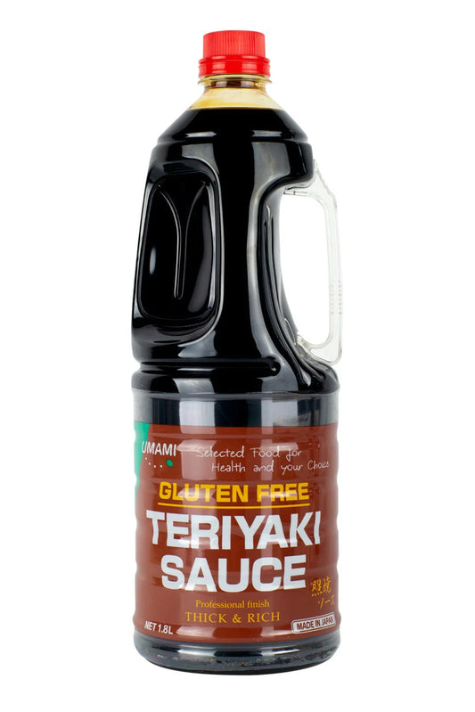 Bottle of UMAMI gluten-free vegetarian teriyaki sauce 1.8L