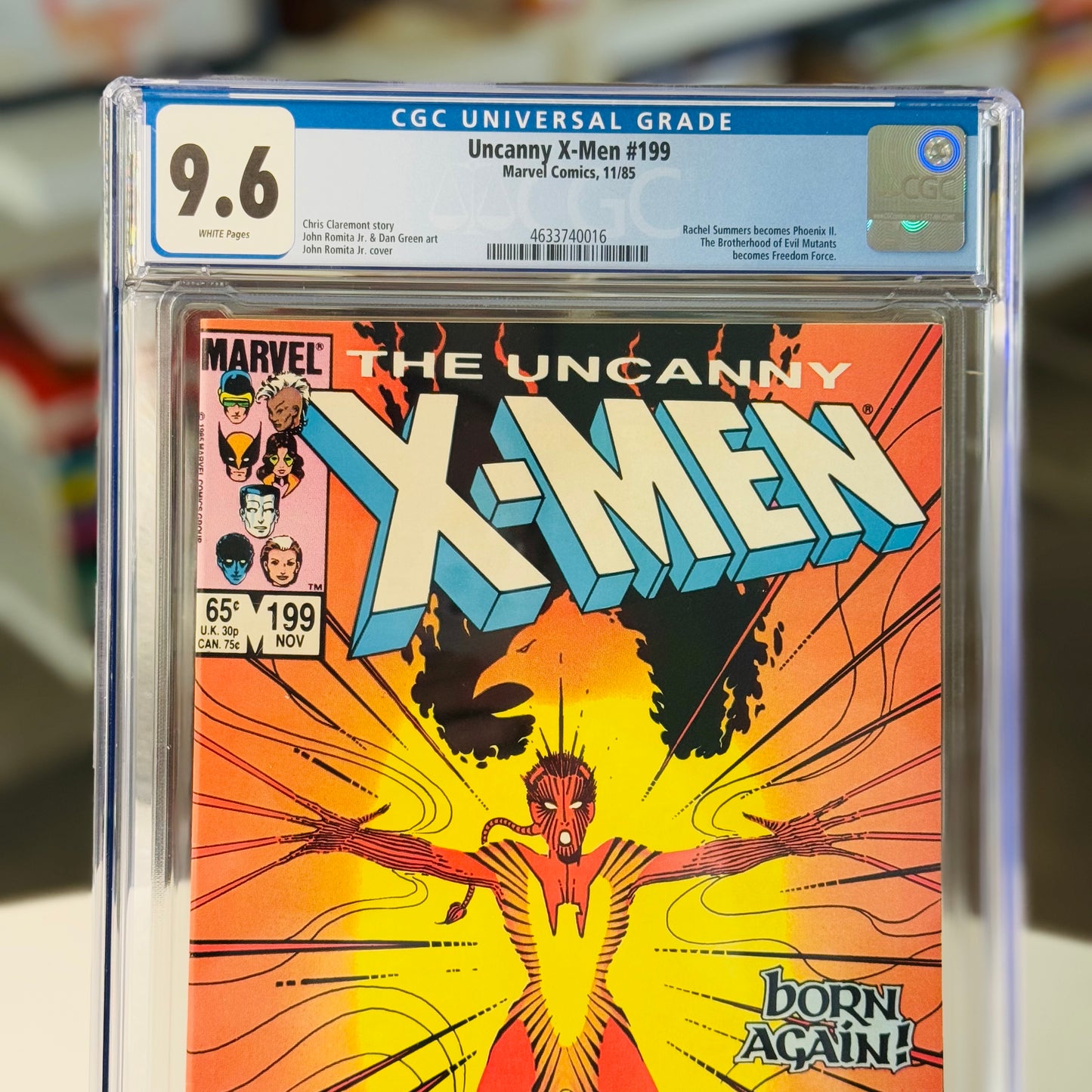 Close-up of CGC 9.6 label details for Uncanny X-Men #199
