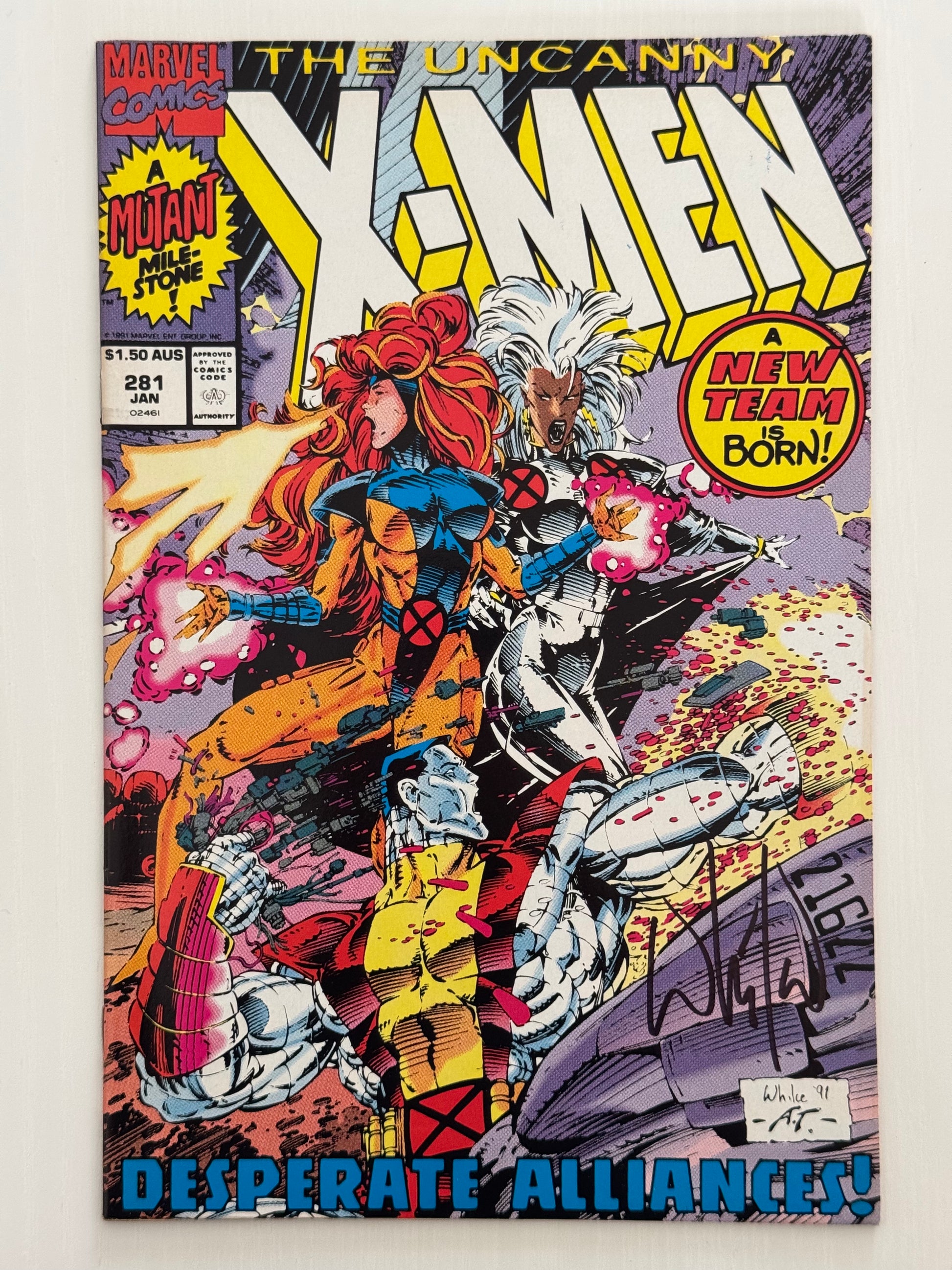 Front cover of The Uncanny X-Men Issue #281 comic book, published in 1991, featuring artwork by Whilce Portacio.
