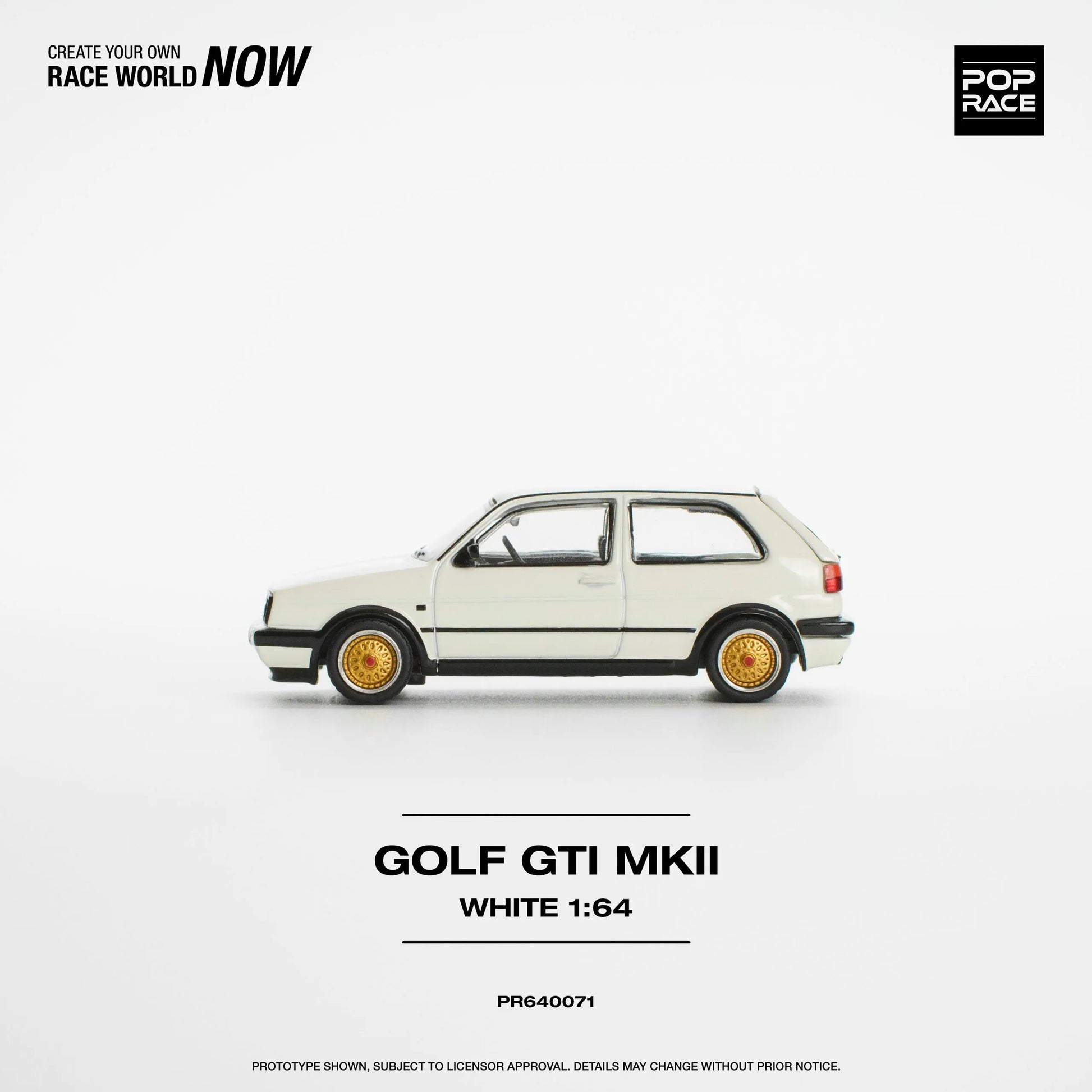 Left side of VW Golf GTI MK2 White 1:64 scale model car