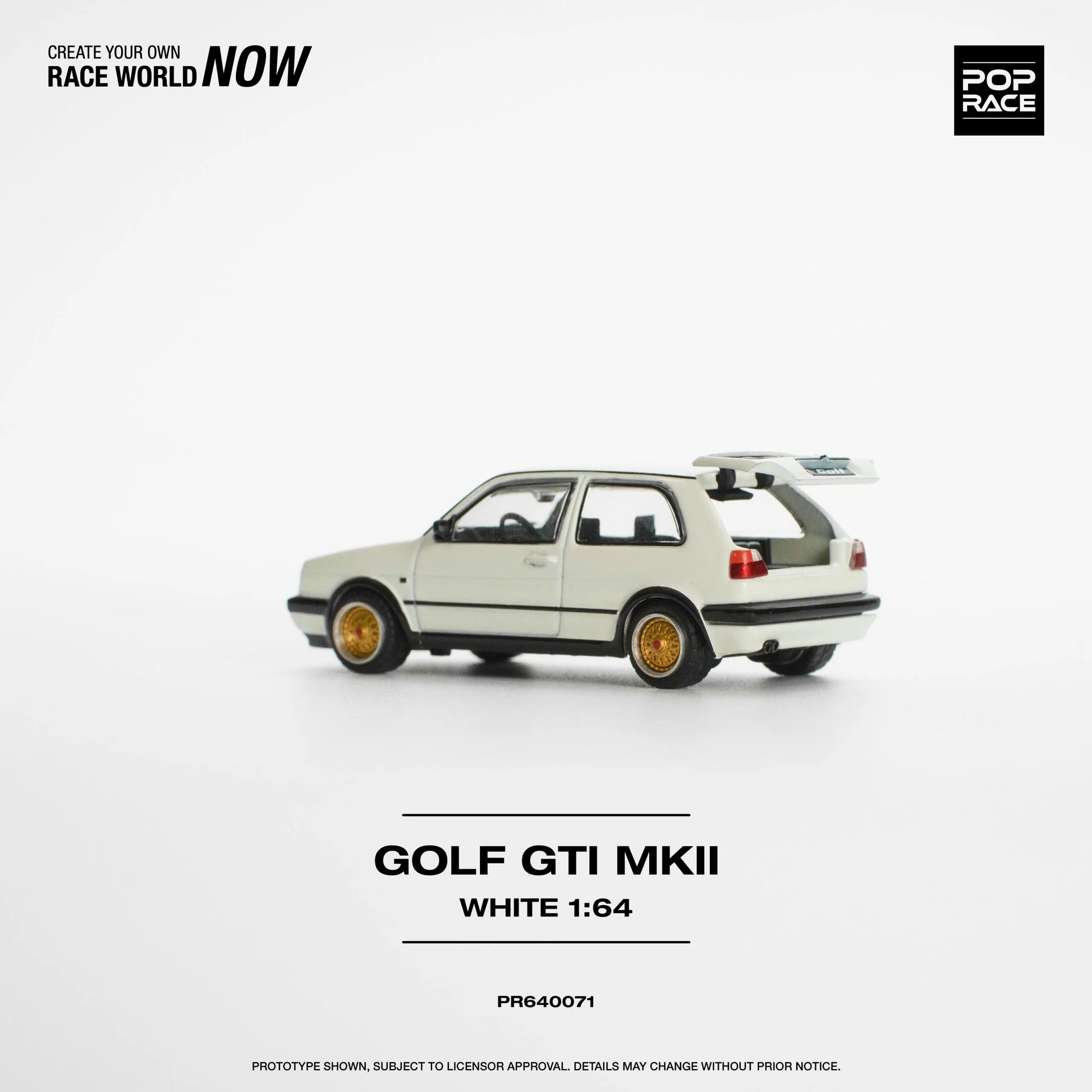 Rear view of VW Golf GTI MK2 White 1:64 model by Pop Race