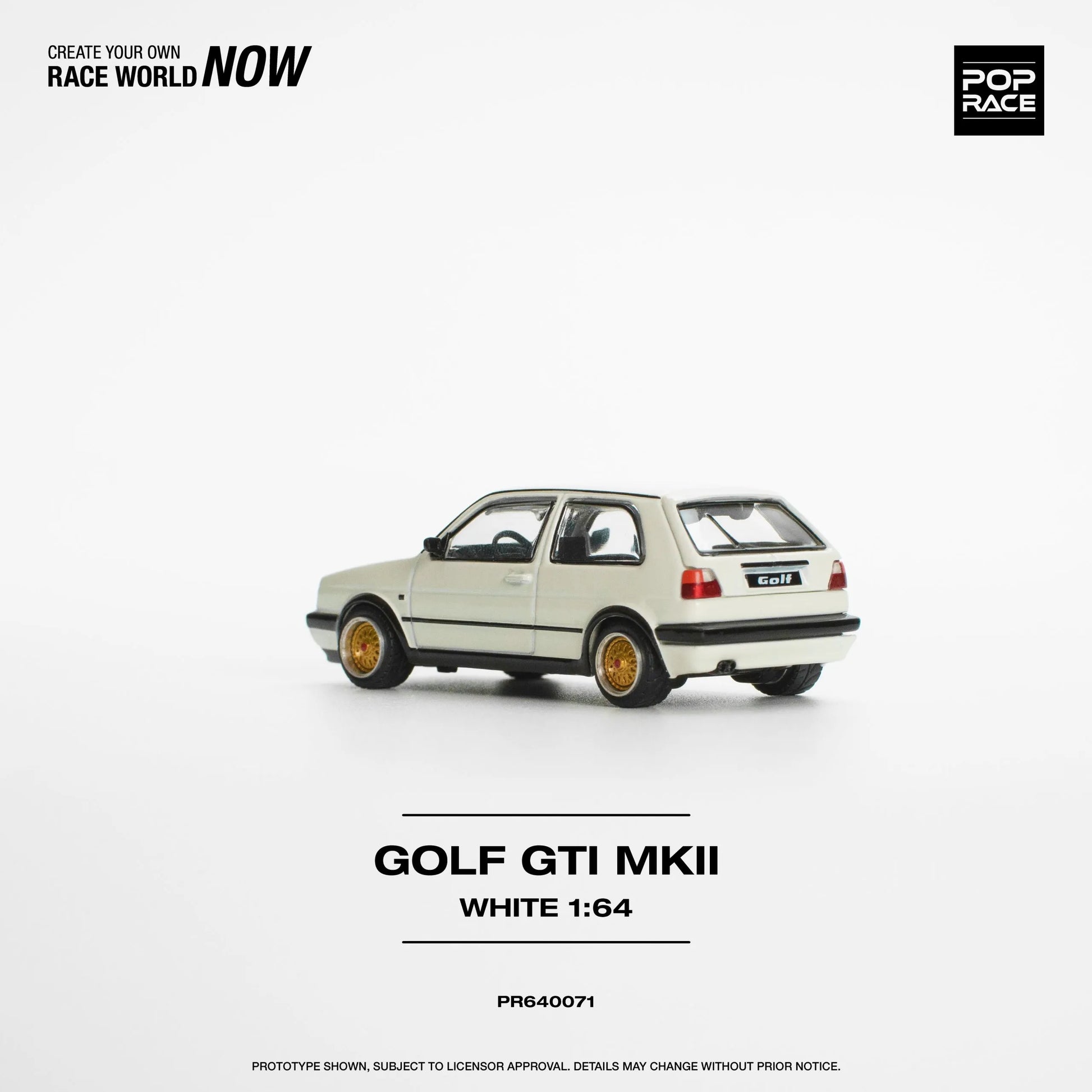 Rear view of VW Golf GTI MK2 White 1:64 model by Pop Race