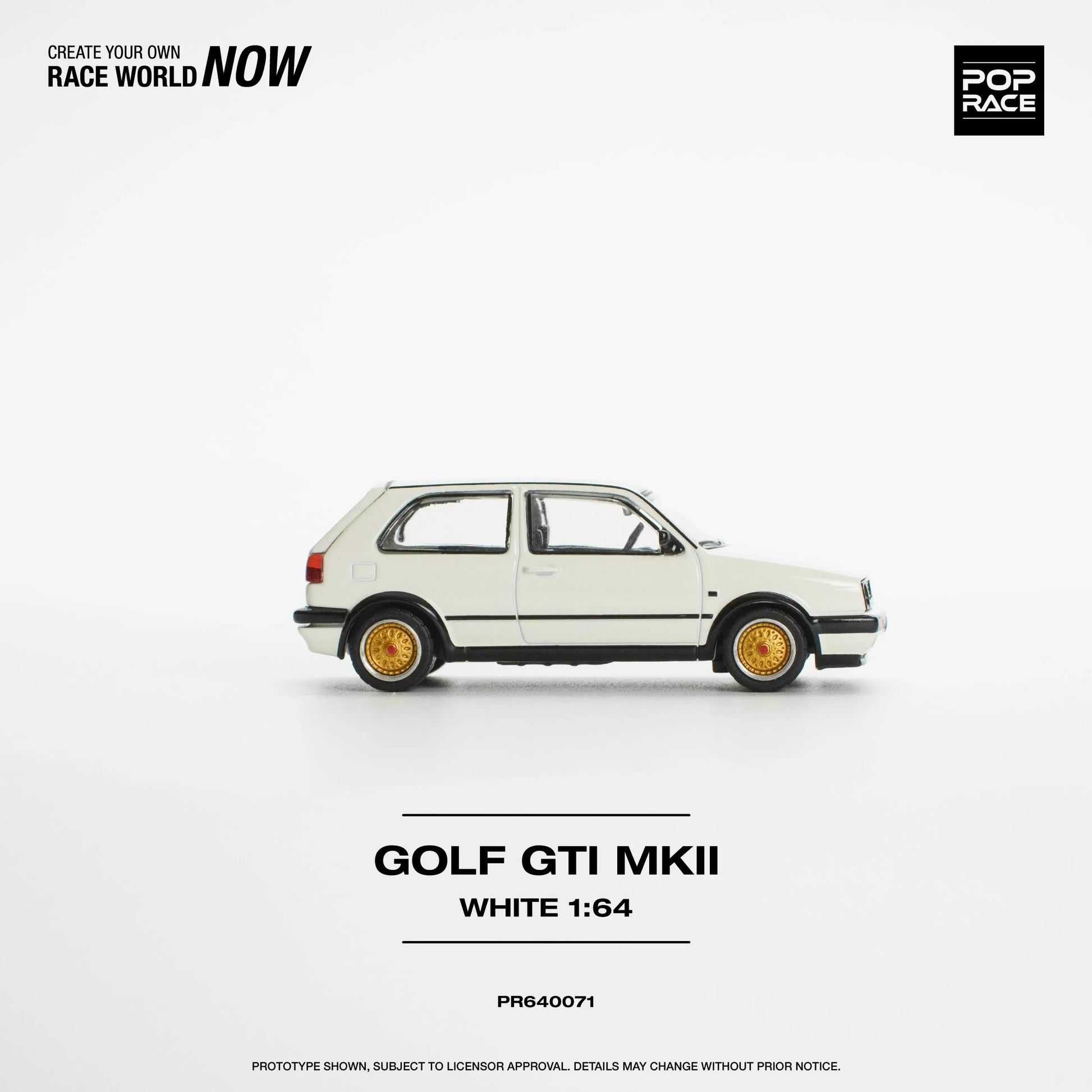 Right side of VW Golf GTI MK2 White 1:64 diecast Pop Race model