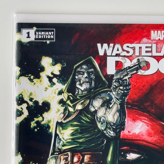 Close-up of top left corner of Wastelanders: Doom #1 Clayton Crain Variant