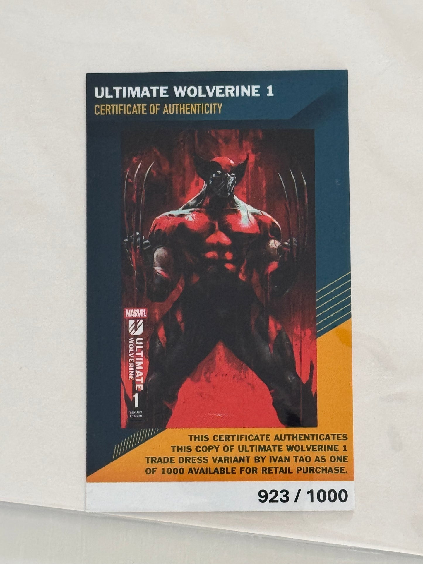 Wolverine #1 Ivan Tao Marvel Variant – Limited to 1000 Copies with Certificate of Authenticity