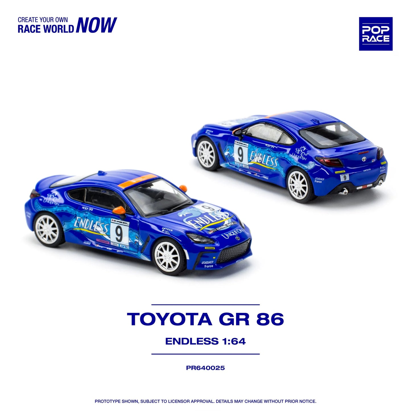 Toyota GR86 Endless 1:64 Diecast Model Car – Pop Race (PR64-0025)