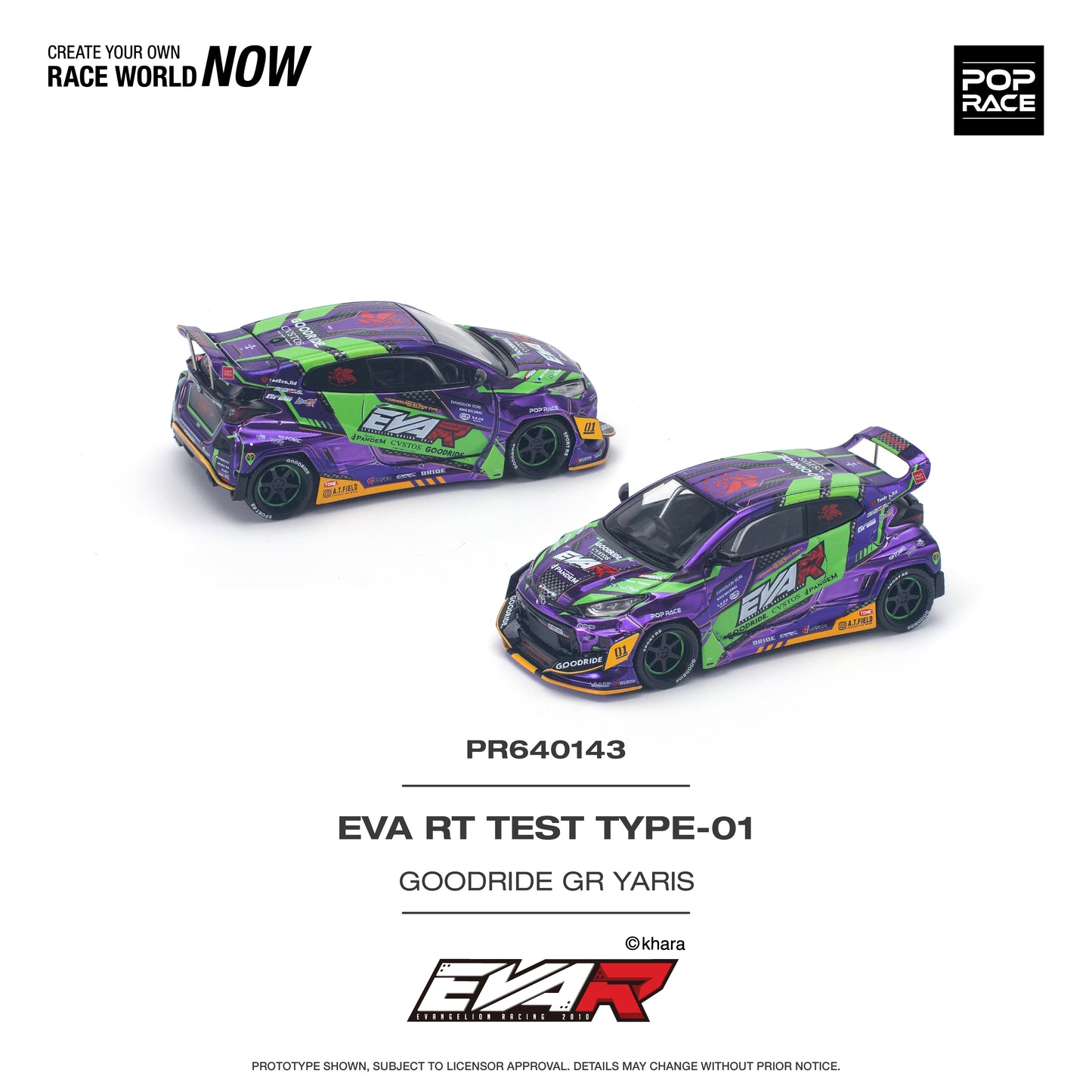 Toyota GR Yaris “EVA RT TEST TYPE-01 GOODRIDE” 1:64 Diecast Model Car – Pop Race (PR64-0143)