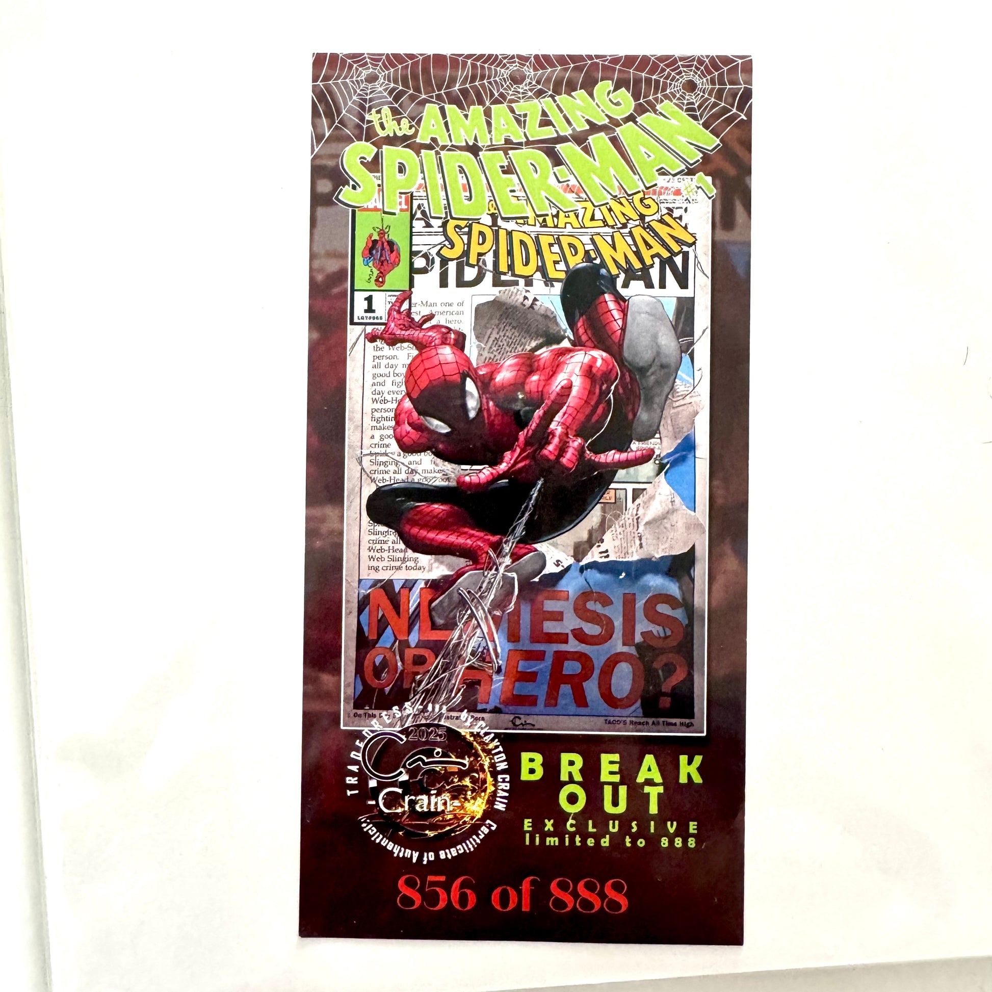 Certificate of Authenticity of Amazing Spider-Man #1 Clayton Crain Variant collectible comic.